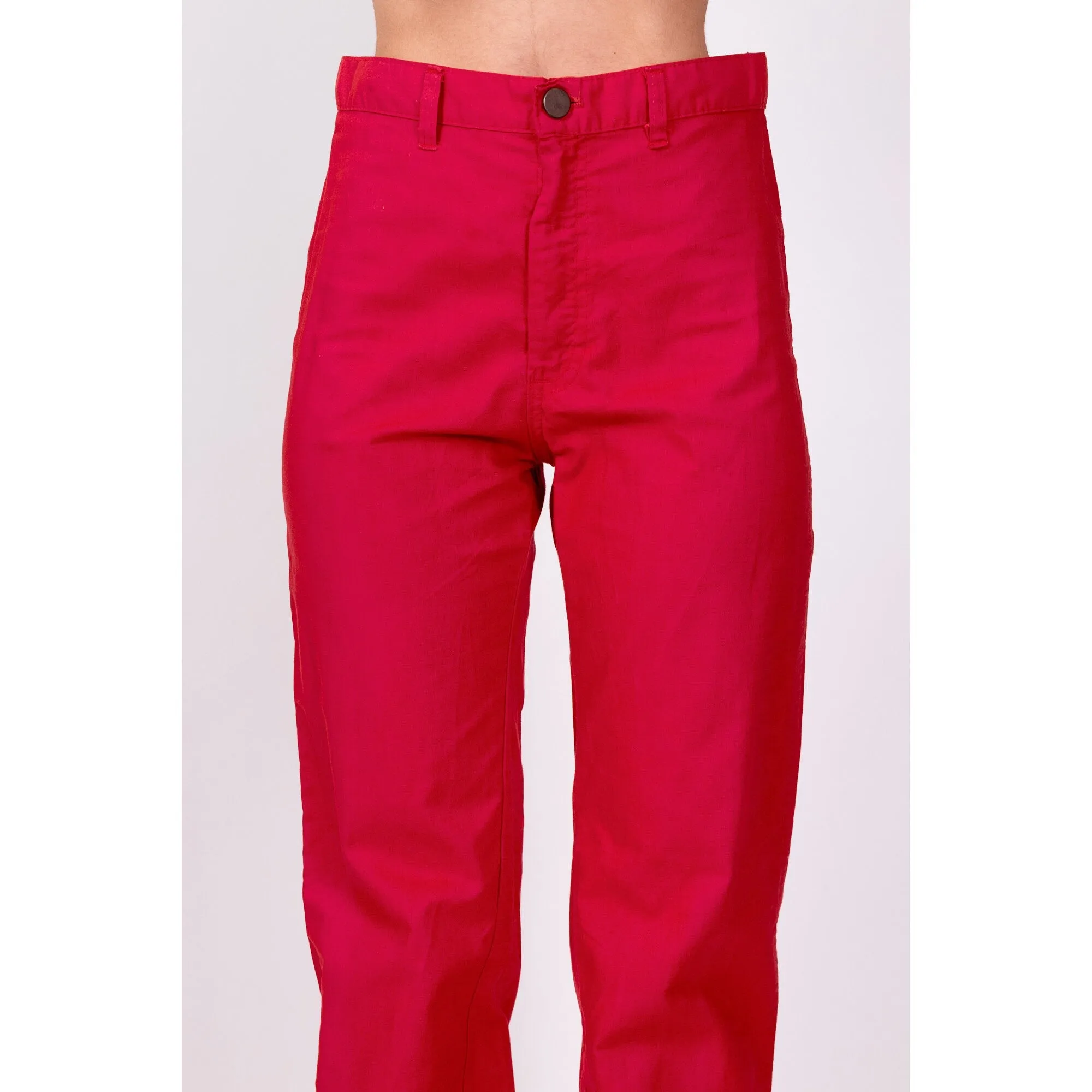 80s Raspberry Red High Waisted Pants - Small, 26"