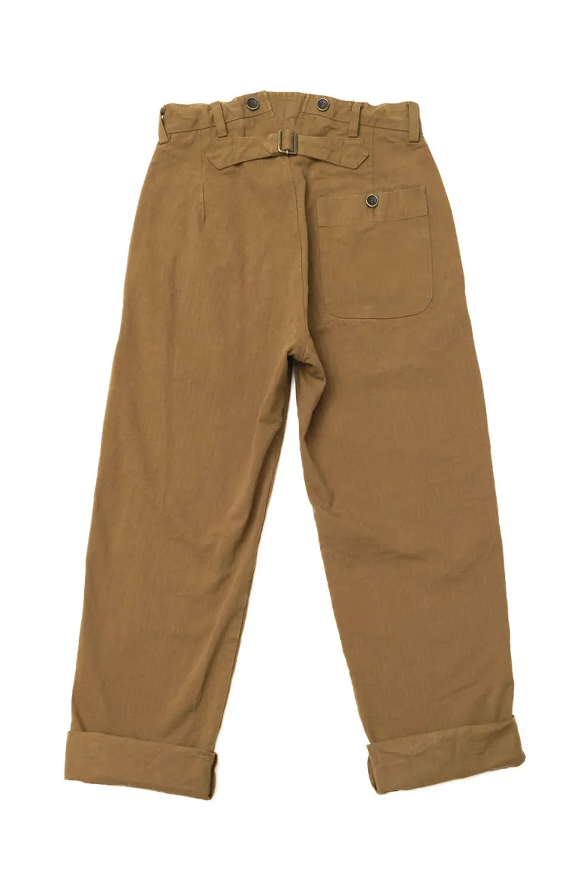 A Piece of Chic  - "Le Manard" Japanese HBT Work Pants in Rust with Suspenders