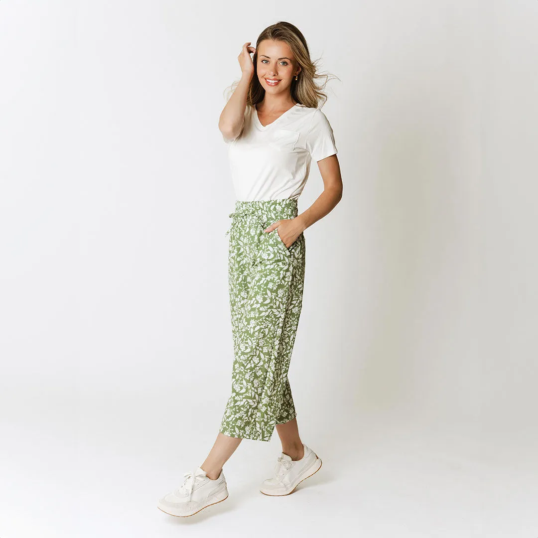 Audrey Wide Leg Pants, Sage Ivy