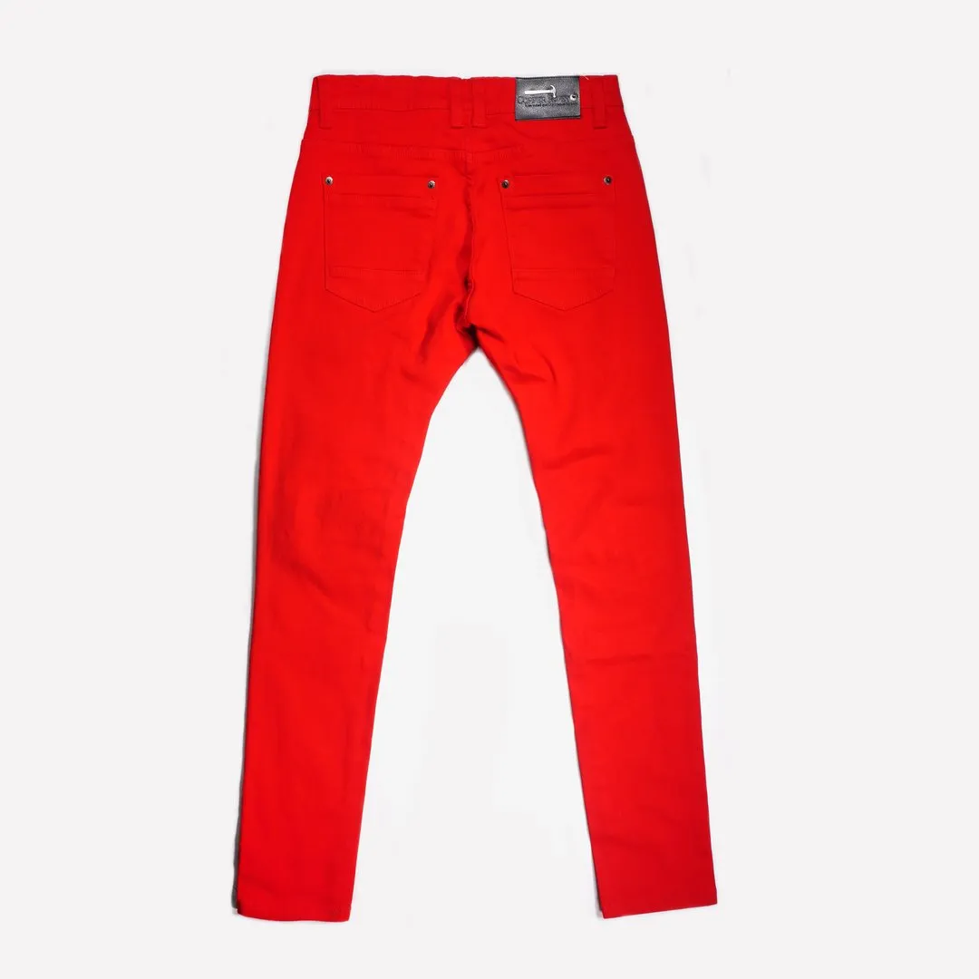 Copper Rivet Ripped Denim (Red) 913211