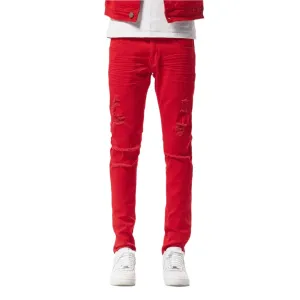 Copper Rivet Ripped Denim (Red) 913211