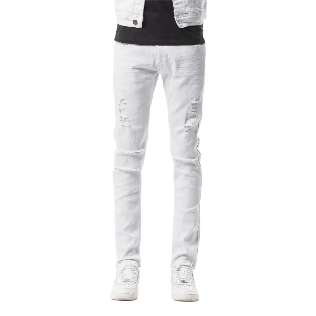 Copper Rivet Ripped Denim (White) 913211