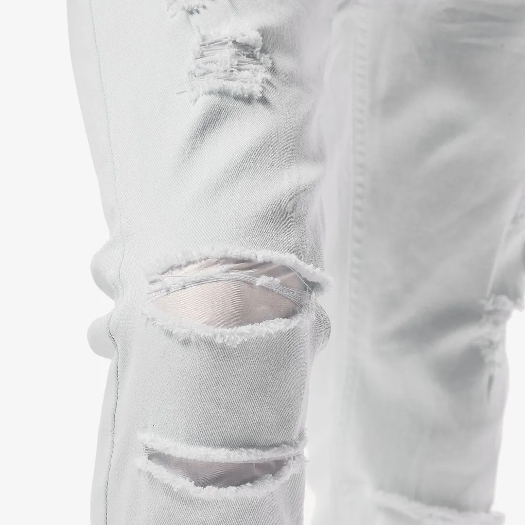 Copper Rivet Ripped Denim (White) 913211