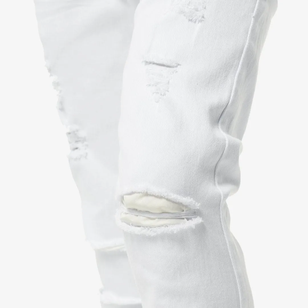 Copper Rivet Ripped Denim (White) 913211