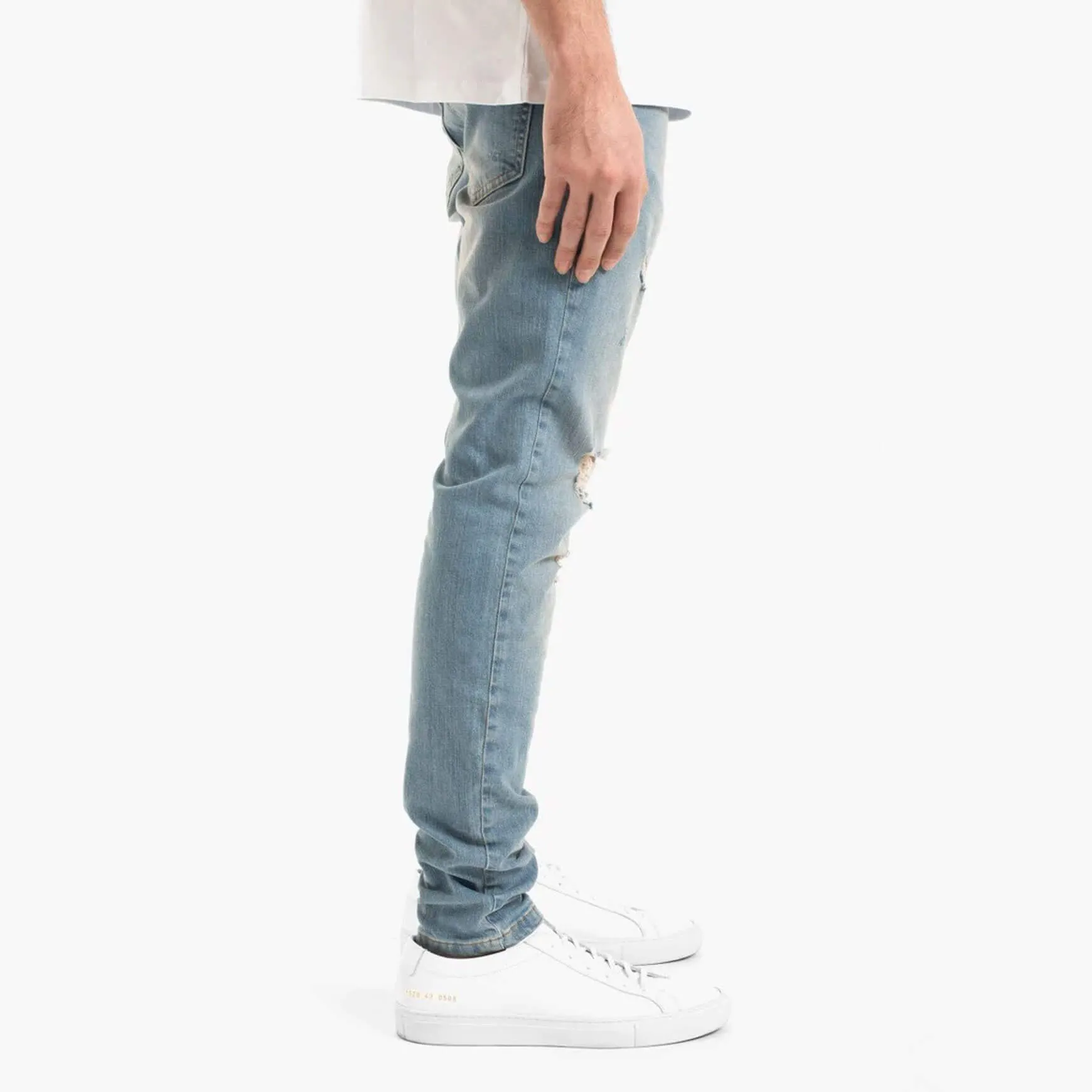 Destroyed Tapered Denim Tint Wash