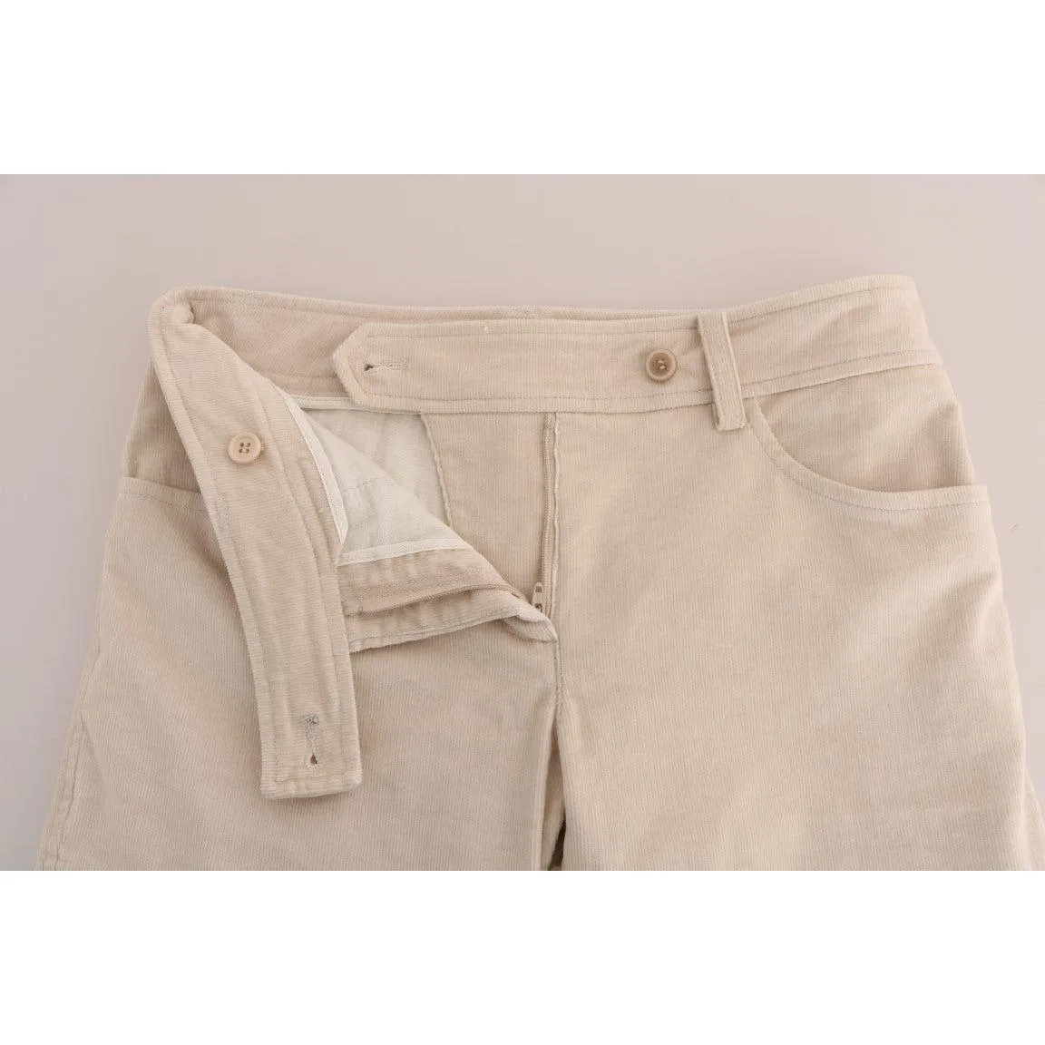 Ermanno Scervino Chic Beige Corduroy Skinny Slim Fit Pants