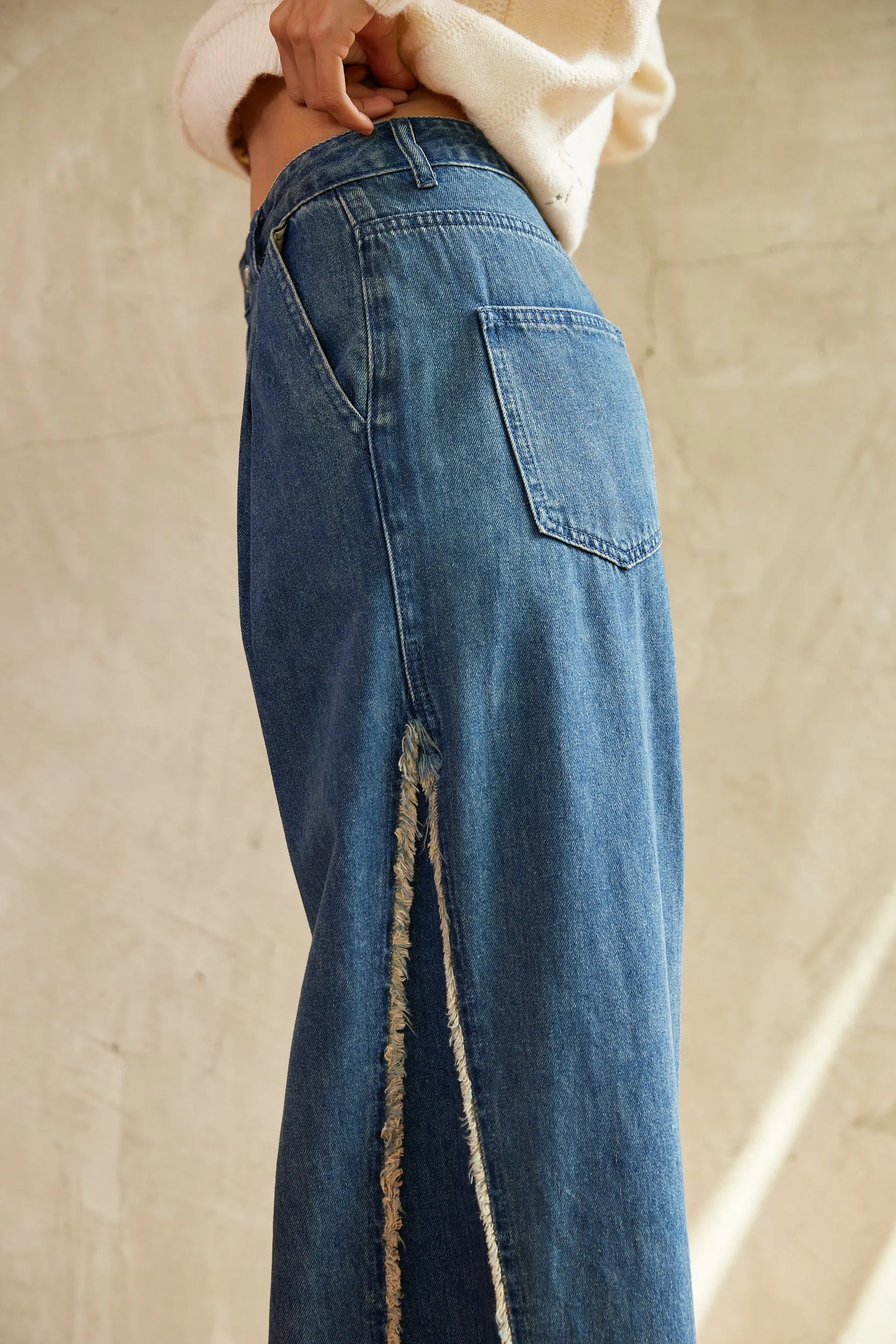 Esme Fringed Hem Wide Leg Jeans