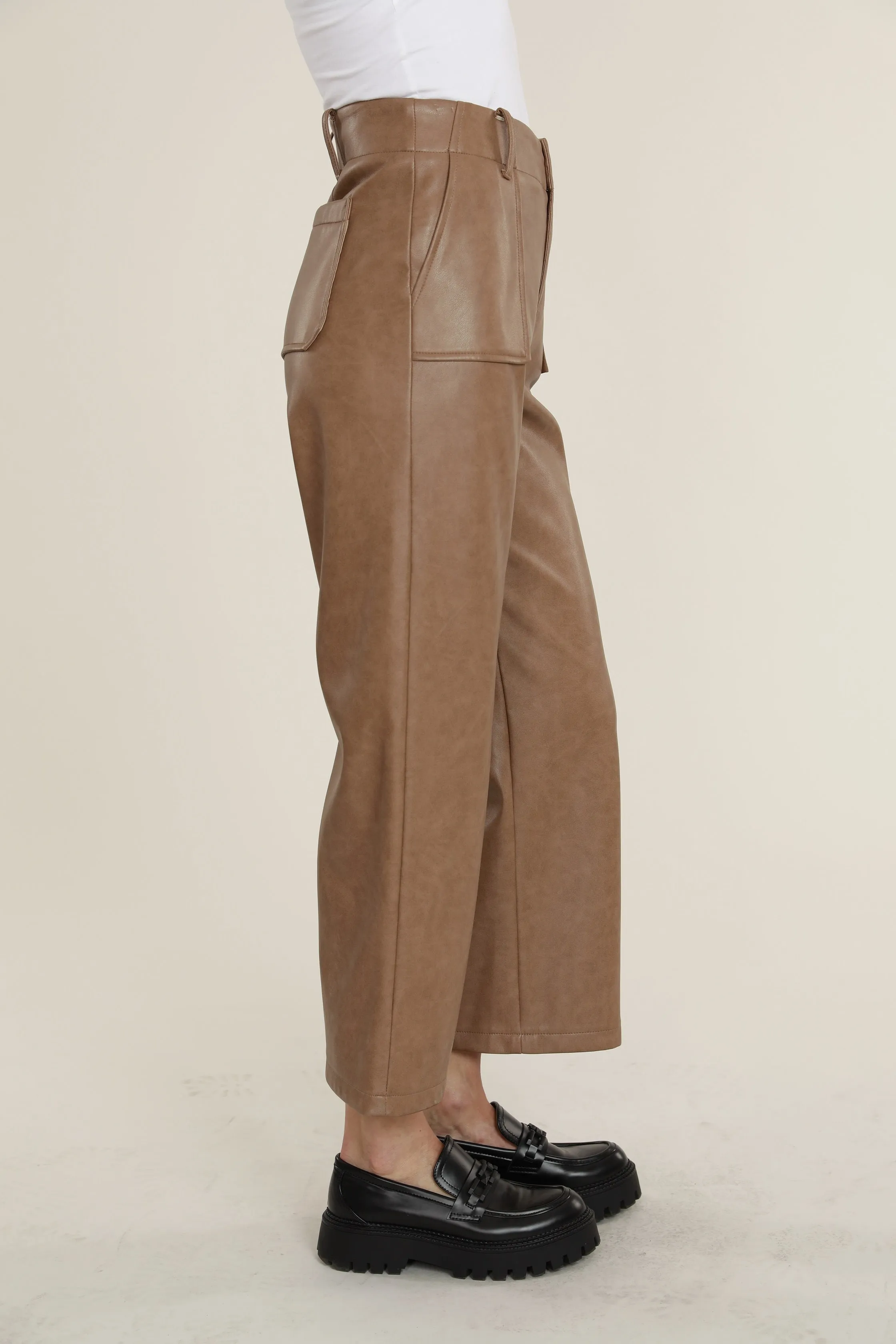 Faux Leather Wide Leg Pants