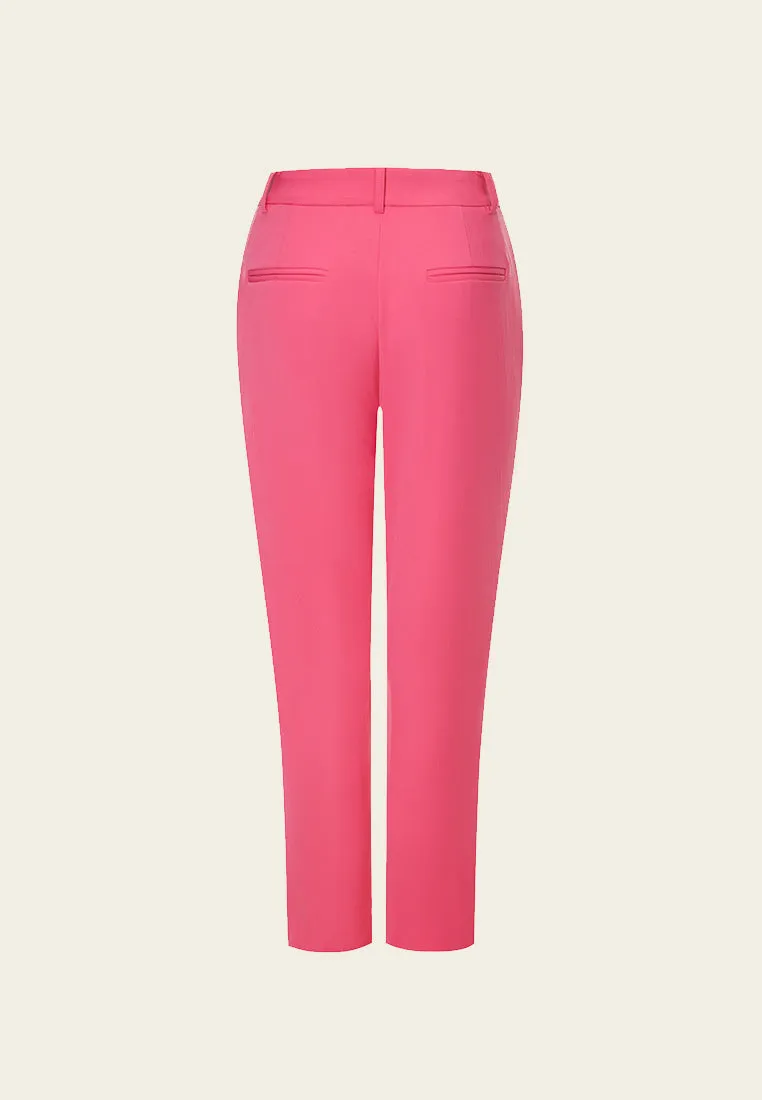 Fuchsia Straight-leg Crepe Pants