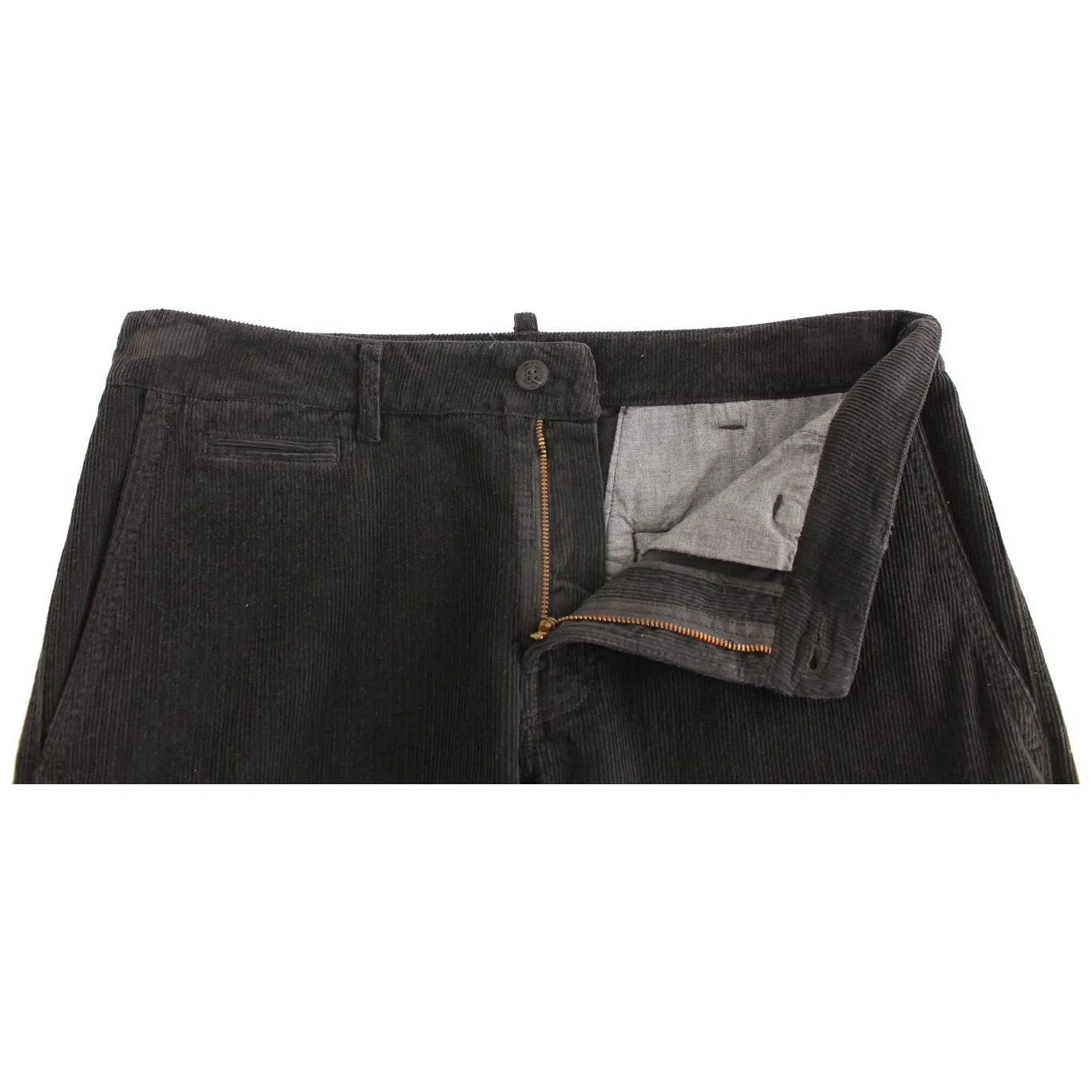 GF Ferre Elegant Black Cotton Corduroy Pants