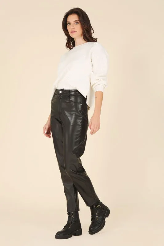 High Rise Black Vegan Leather Pants