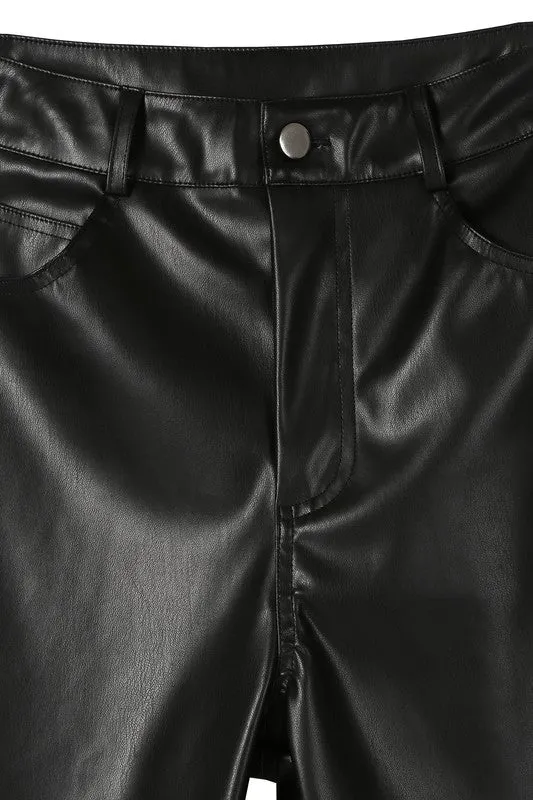 High Rise Black Vegan Leather Pants