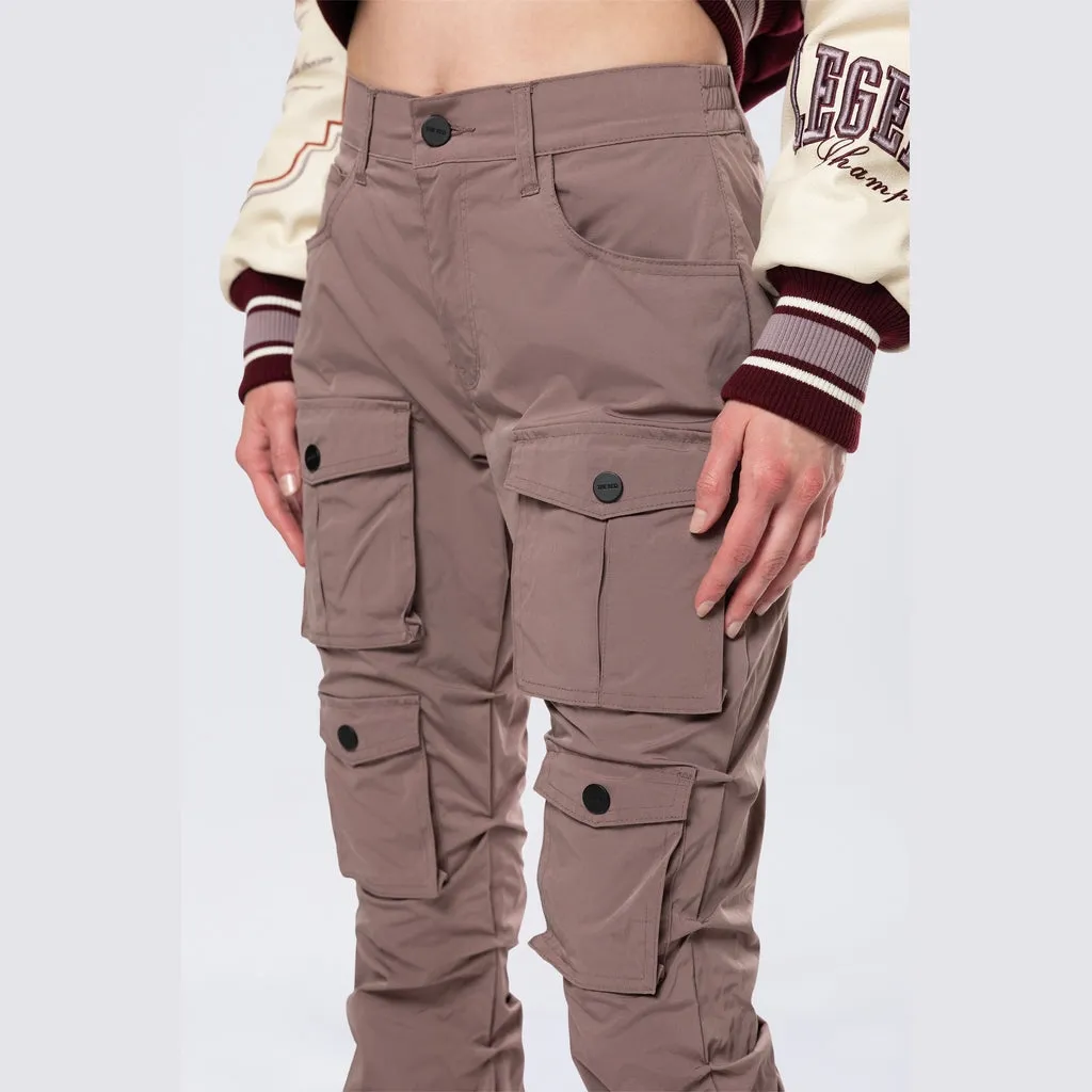 High Rise Stacked Utility Pants - Smokey Mauve