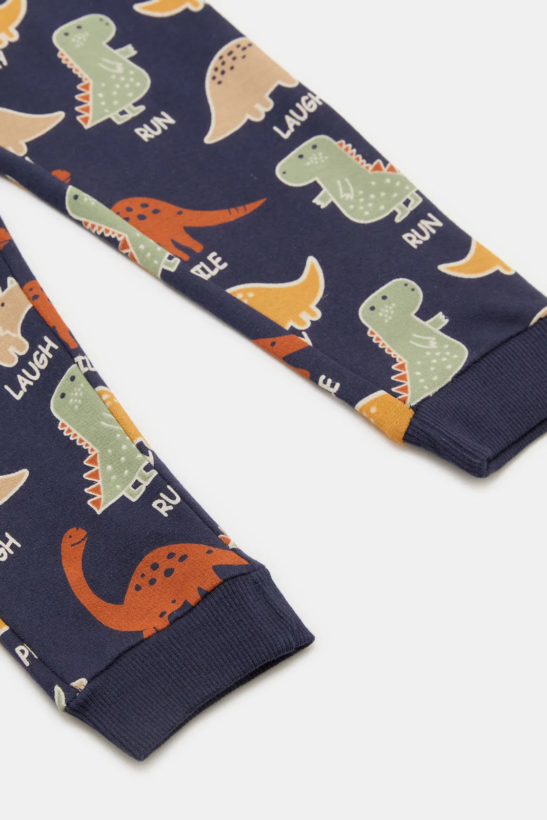 Infant Boys Navy Dino Print Active Pants