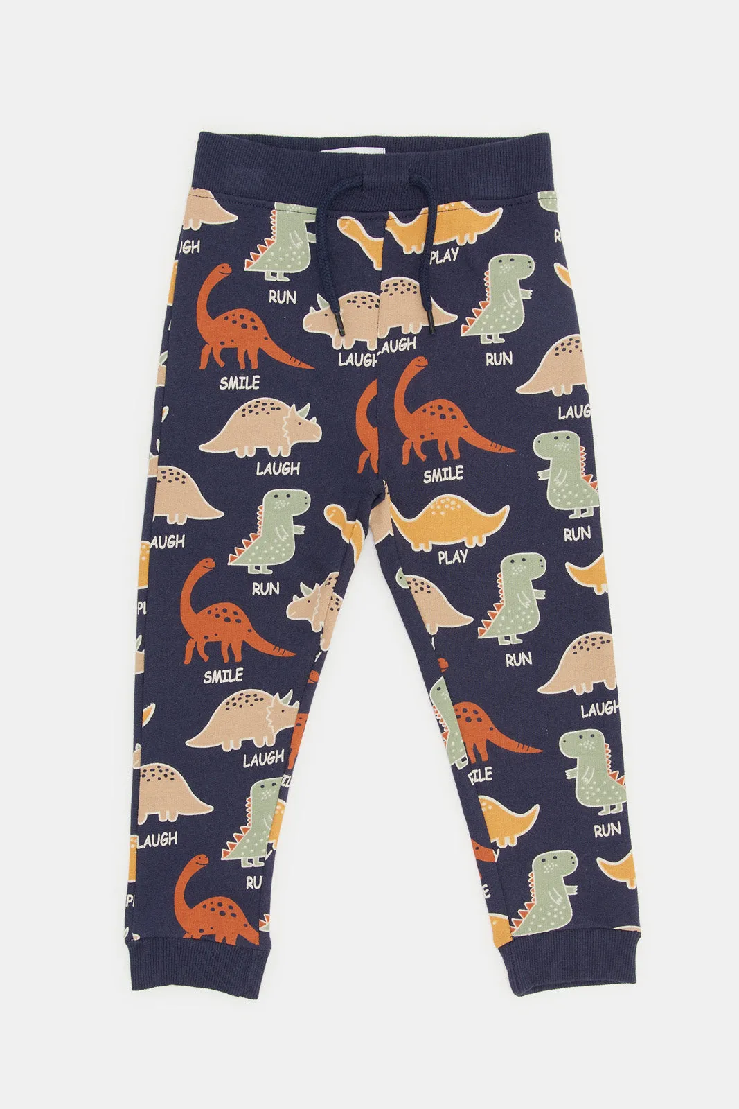 Infant Boys Navy Dino Print Active Pants