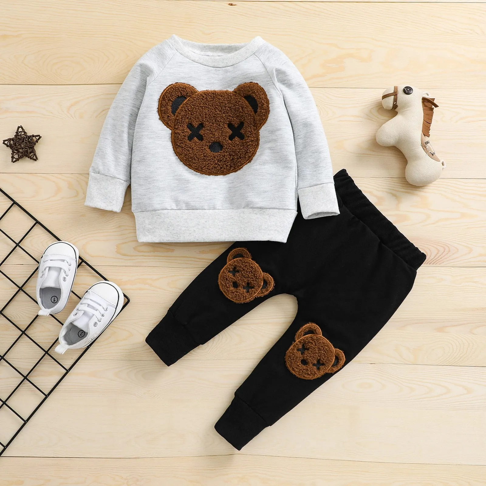 Kids Cotton Tracksuit Set - Fuzzy Bear