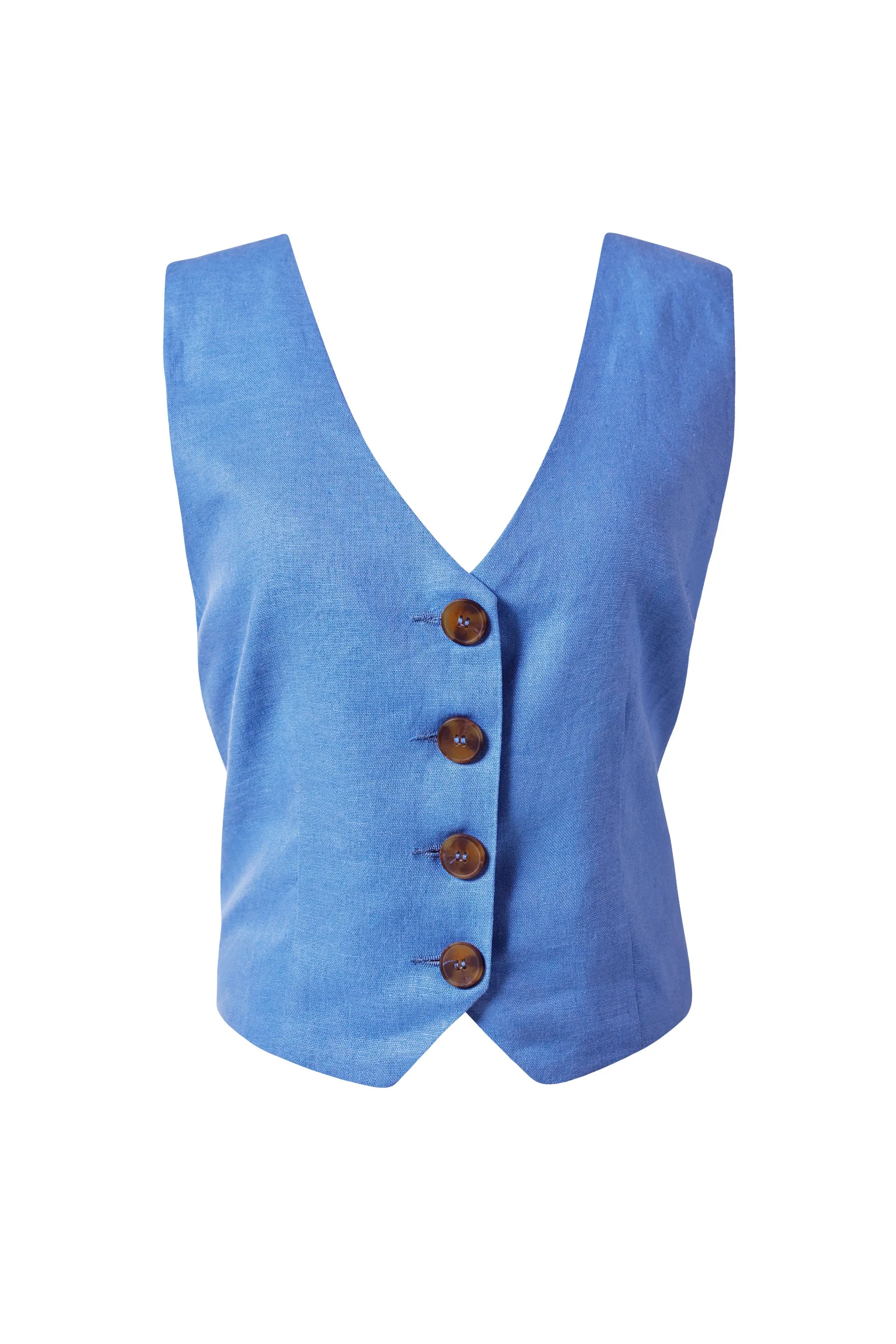 Kiva Blue Linen Vest