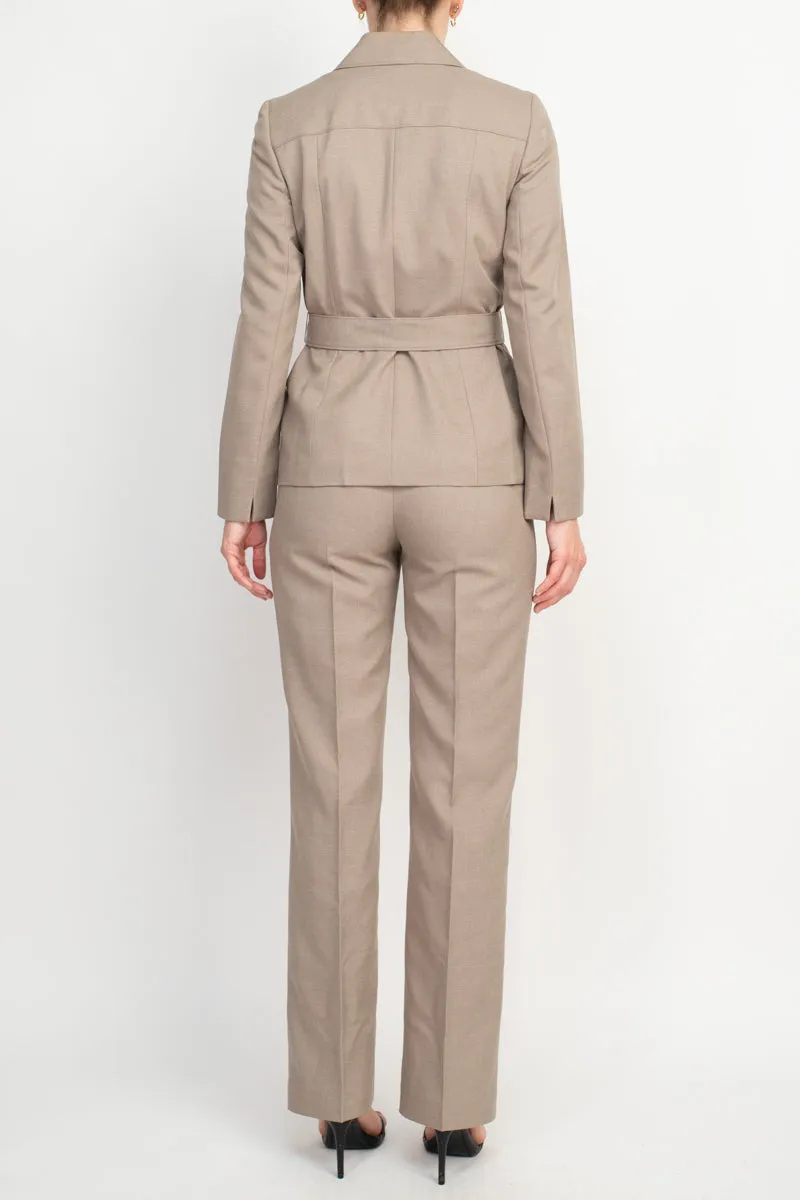 Le Suit 2pc Melange Jacket And Pant Set