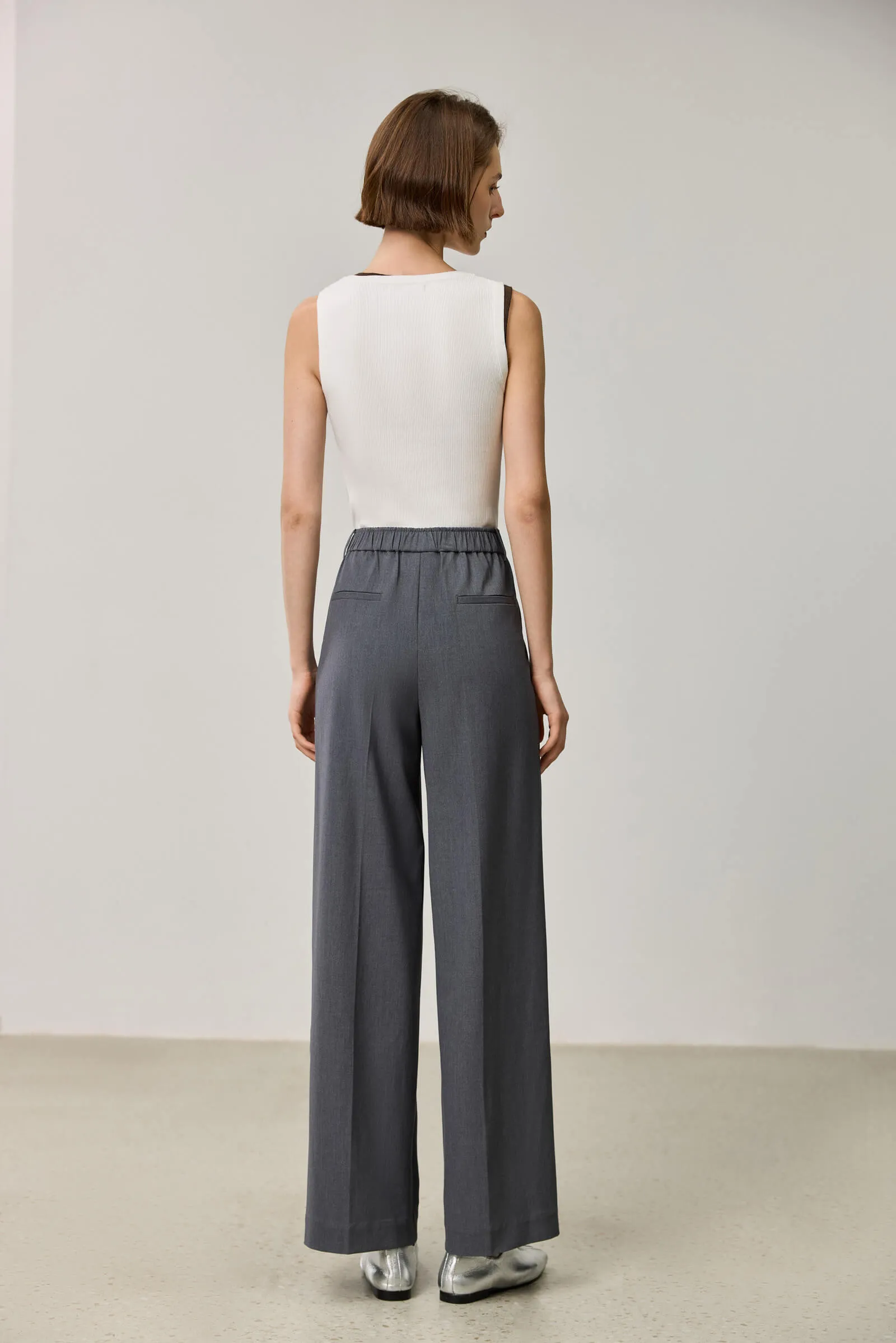 LILY Grey Business Wide-Leg Pants