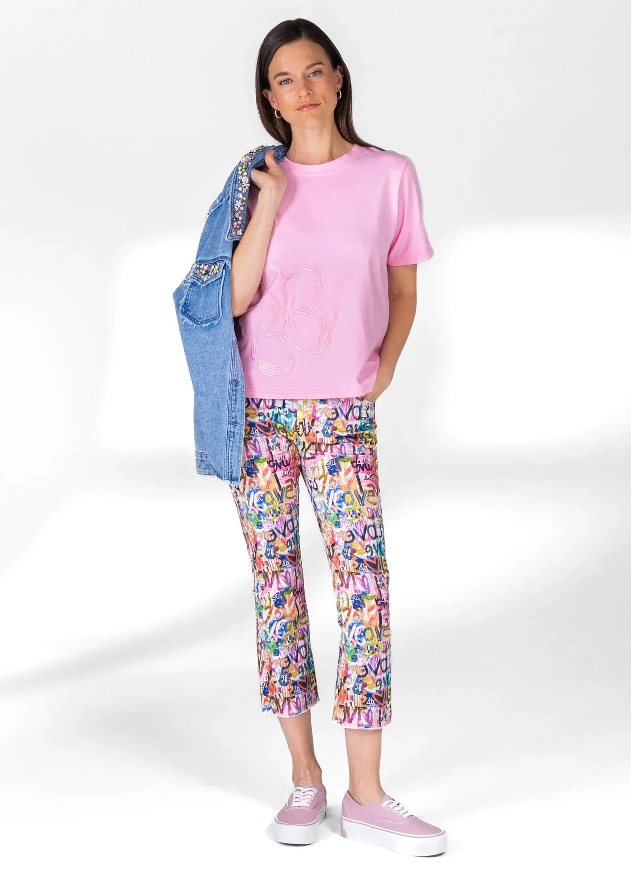 Lisette- Wynwood Print 25'' Flare Pant W/Raw Hem