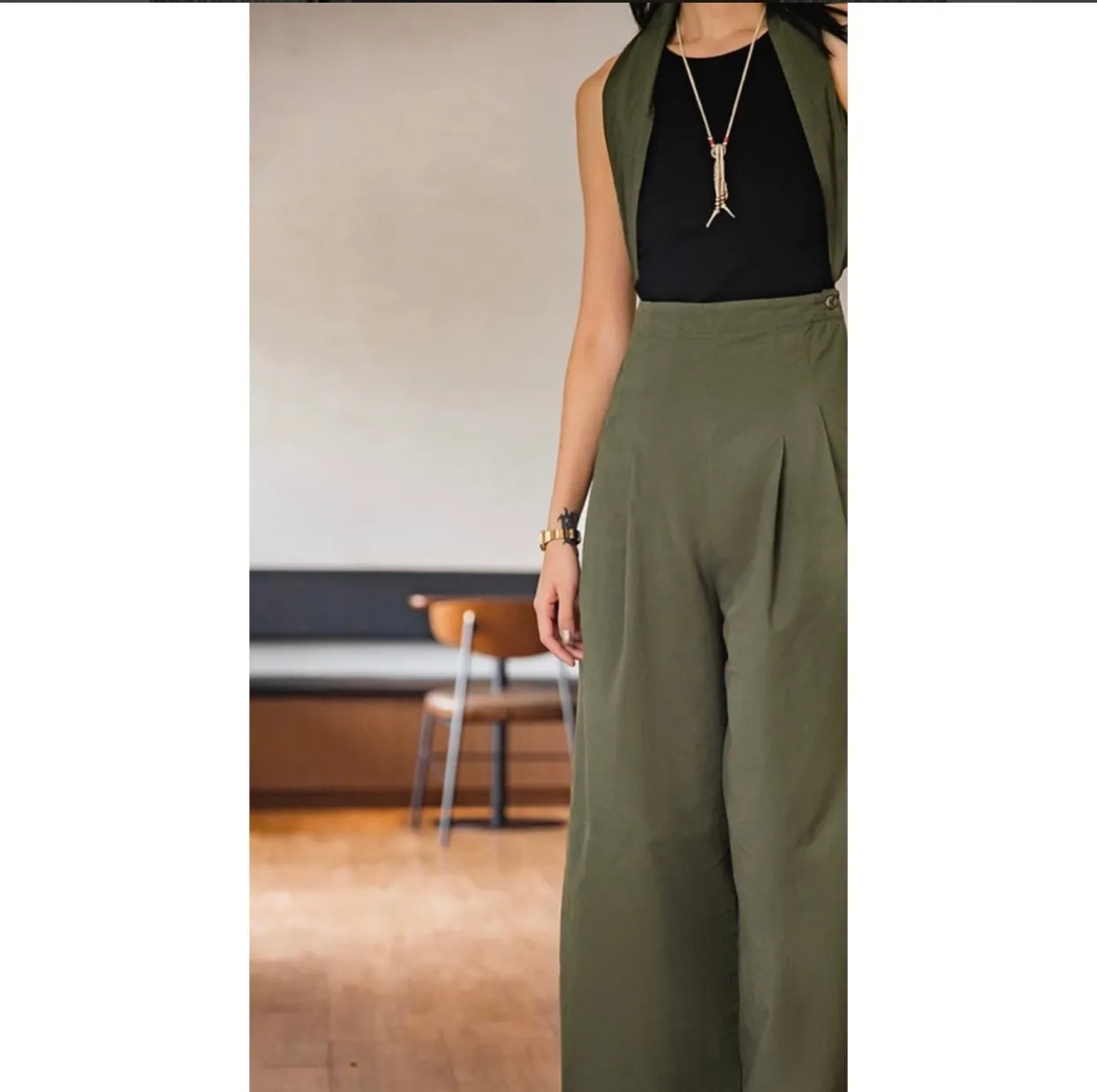 Madden Women Retro Loose Wide-leg Casual Suspender Pants