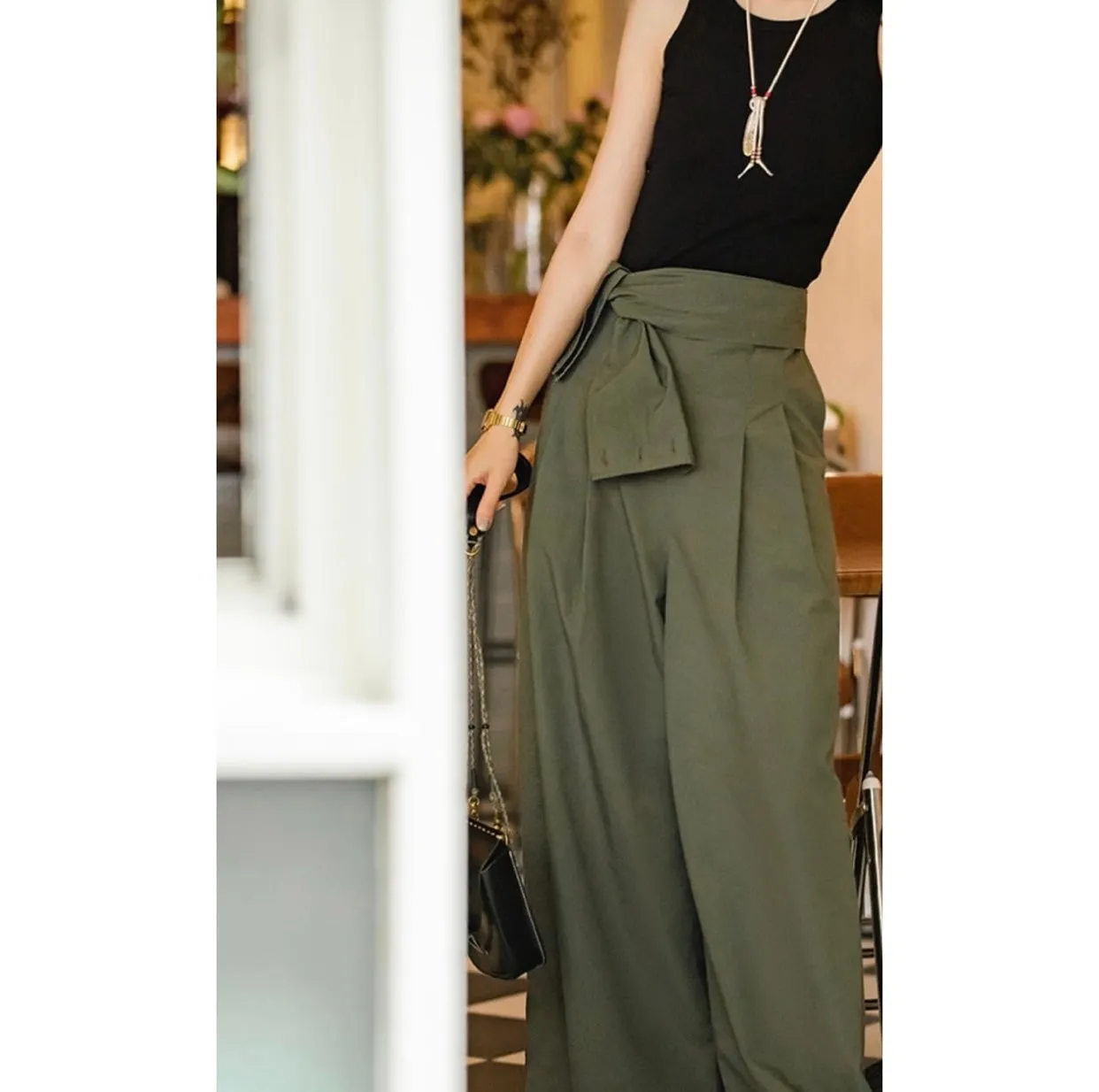 Madden Women Retro Loose Wide-leg Casual Suspender Pants