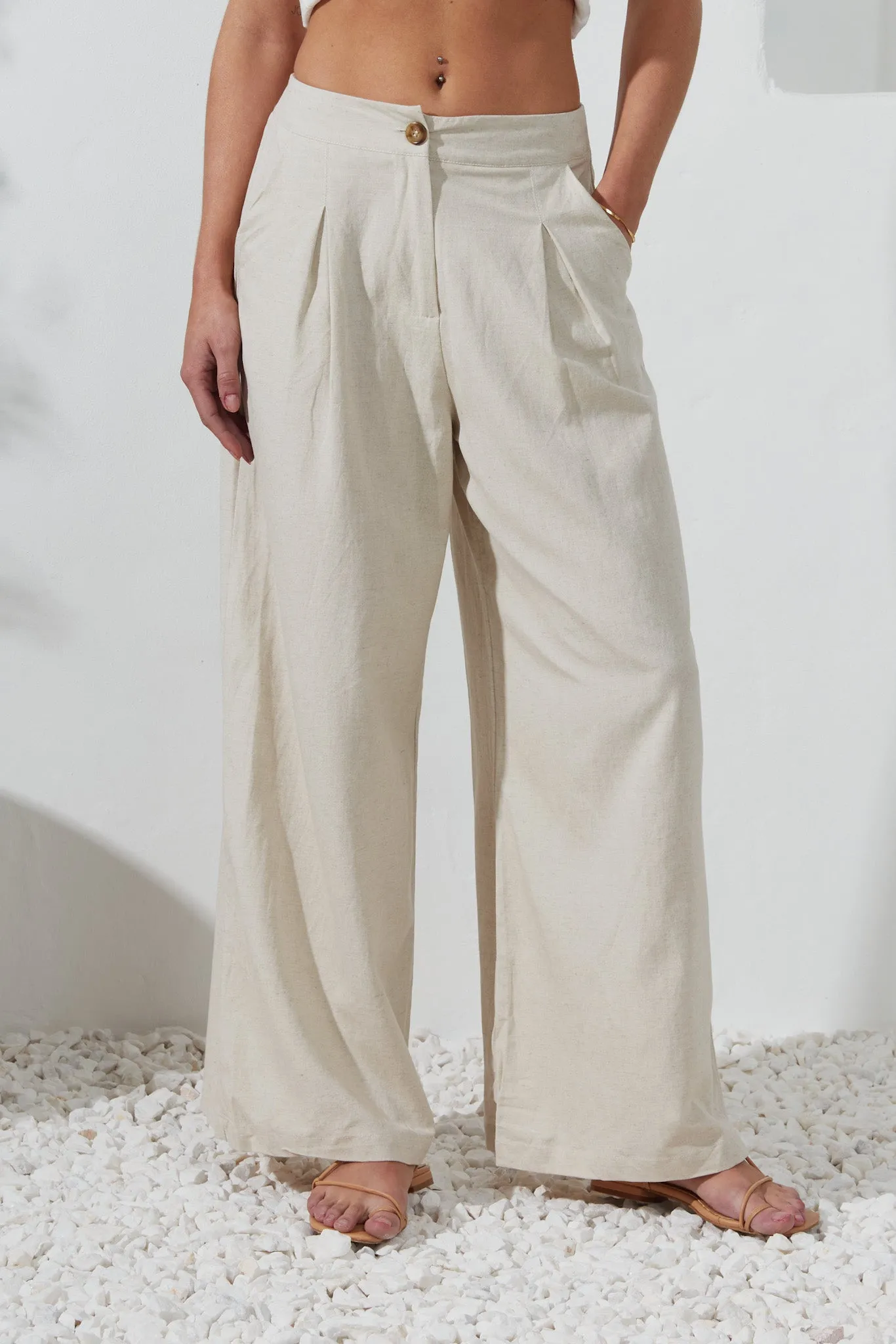 Margo Beige Wide Leg Pants