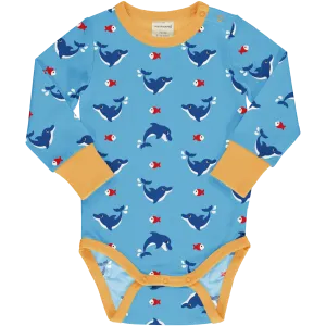 Maxomorra Dolphin Organic Cotton Long Sleeved Bodysuit