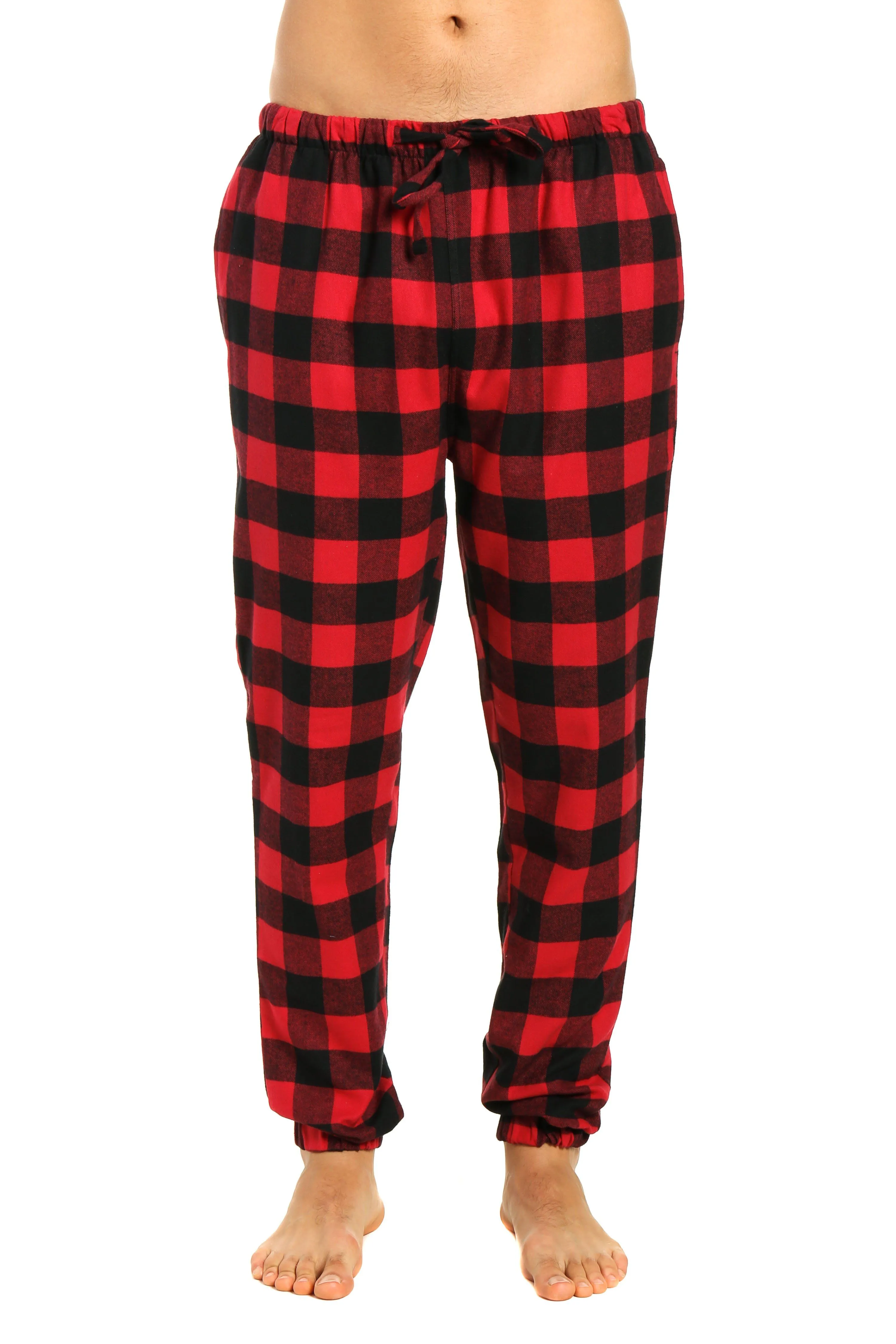 Mens 100% Cotton Flannel Jogger Lounge Pants