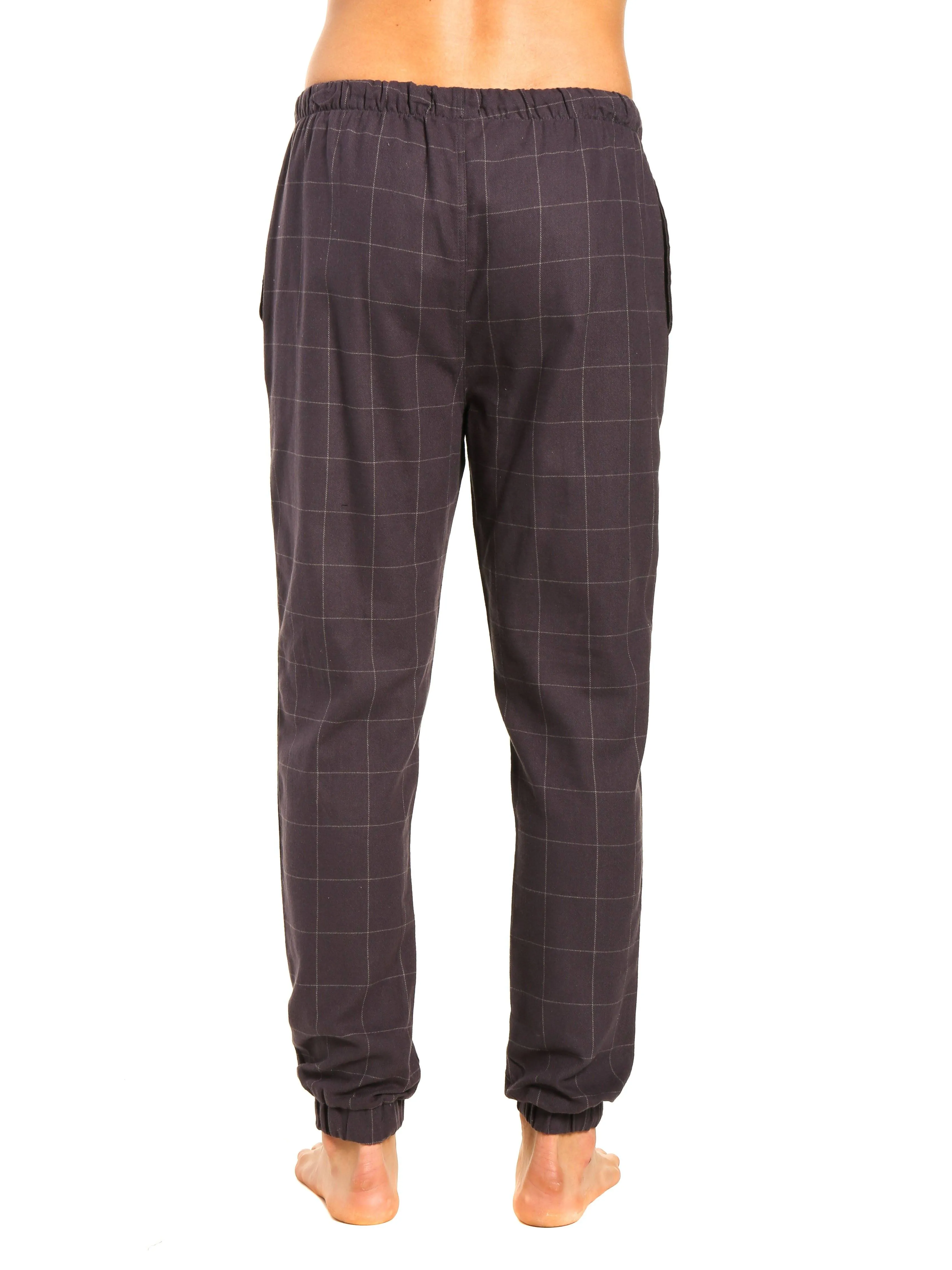 Mens 100% Cotton Flannel Jogger Lounge Pants