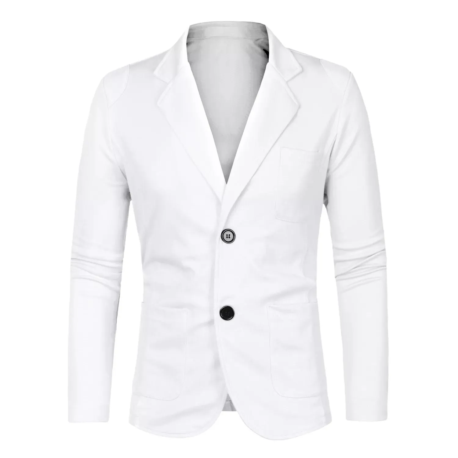 Men's Blazers Knitted Jacket with Long Sleeves and Pockets with Notched Lapel Lars Amadeus ,  white