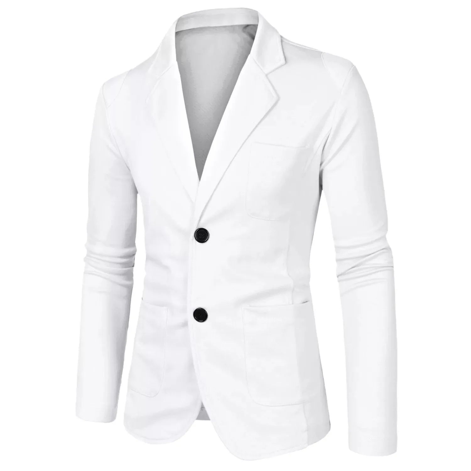 Men's Blazers Knitted Jacket with Long Sleeves and Pockets with Notched Lapel Lars Amadeus ,  white