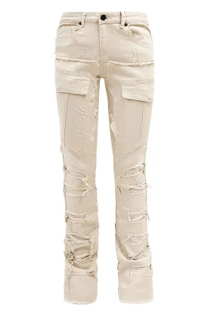 Men's Premium Multi Distressed Cargo Stacked Jeans