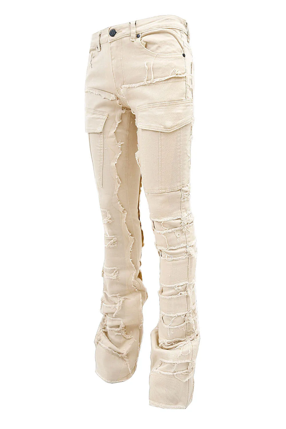 Men's Premium Multi Distressed Cargo Stacked Jeans