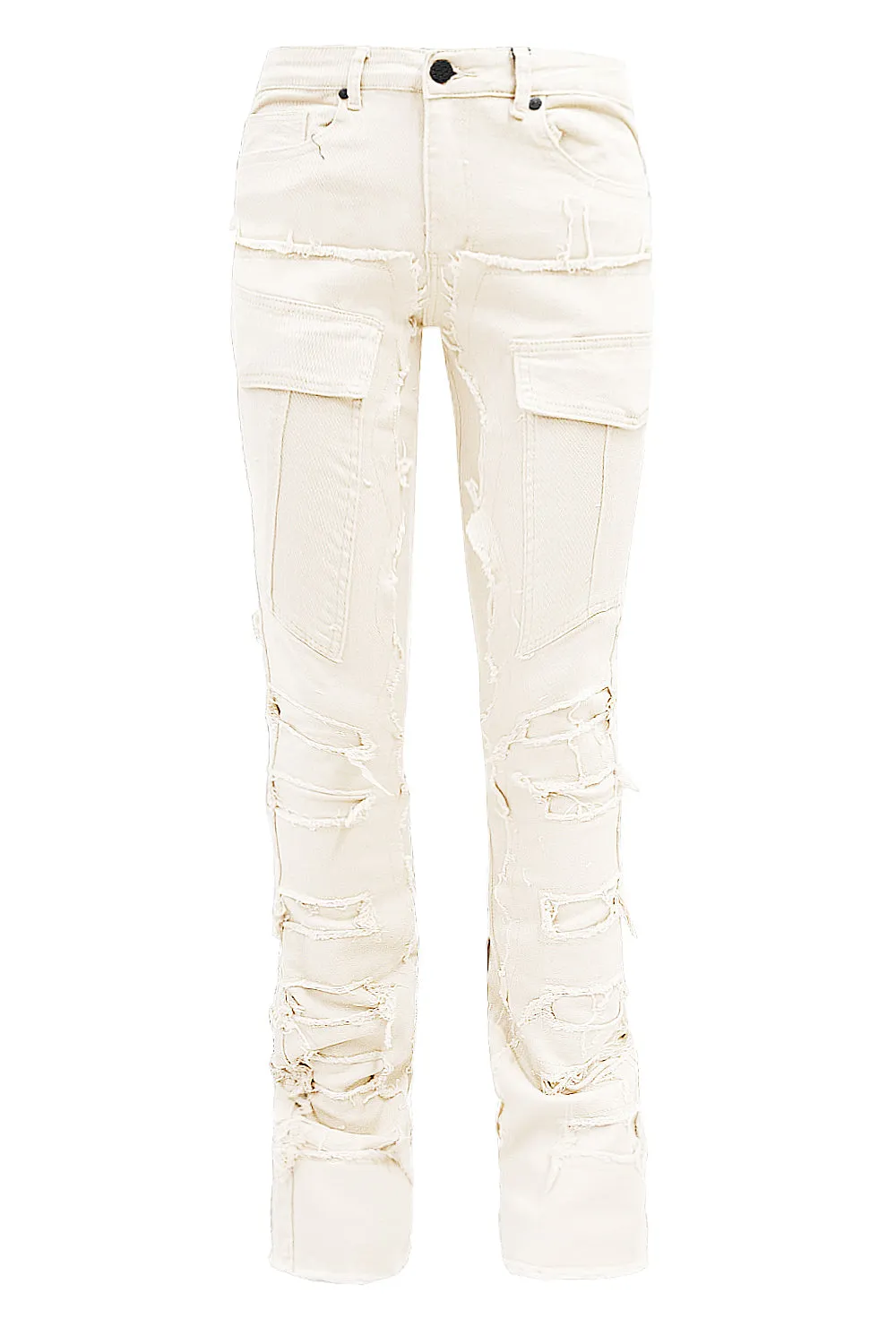 Men's Premium Multi Distressed Cargo Stacked Jeans