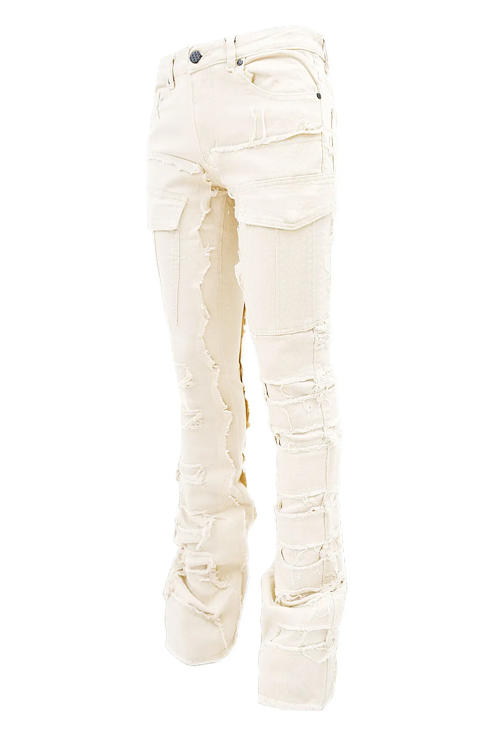 Men's Premium Multi Distressed Cargo Stacked Jeans