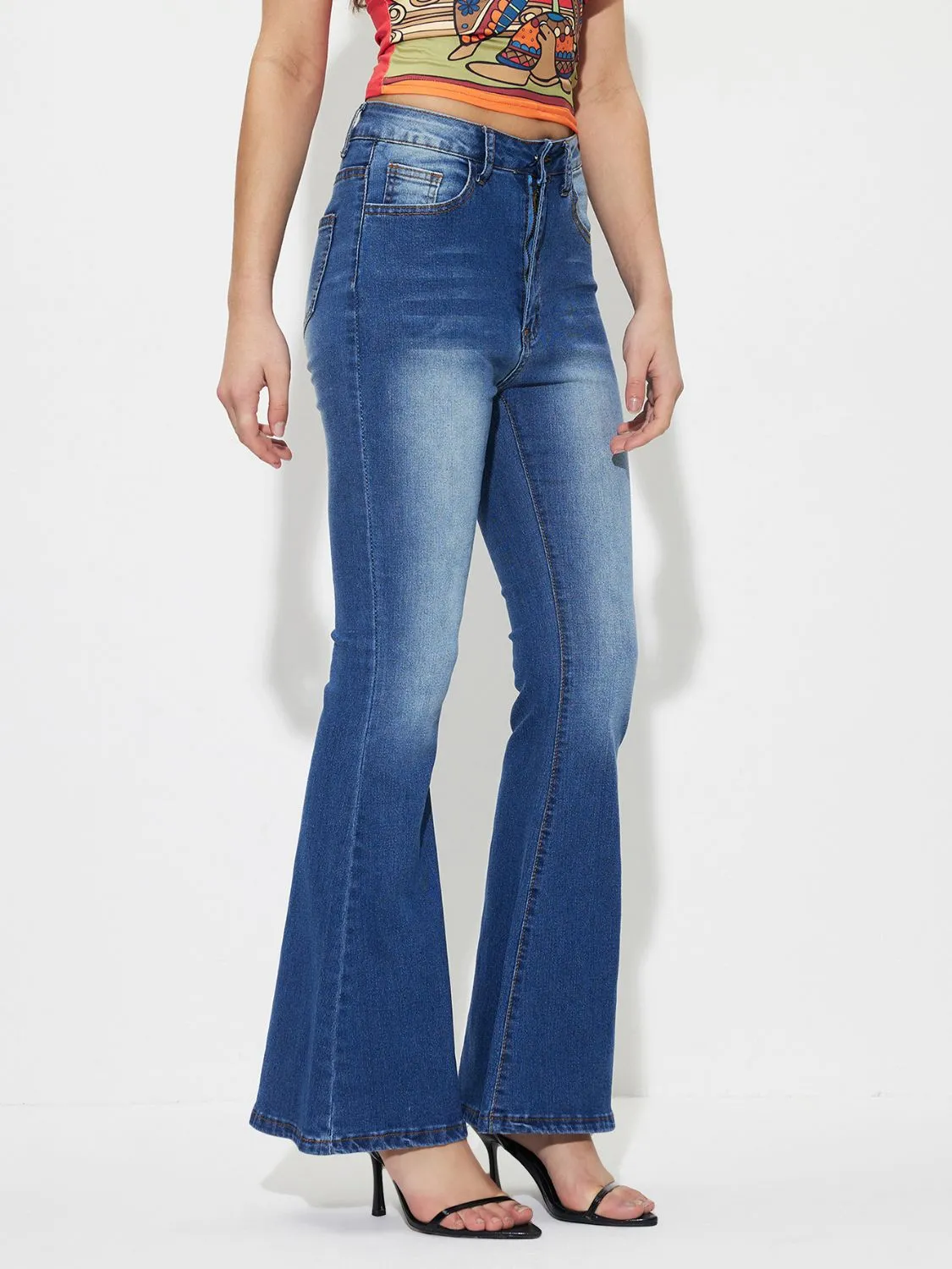 Mid-Rise Waist Bootcut Jeans