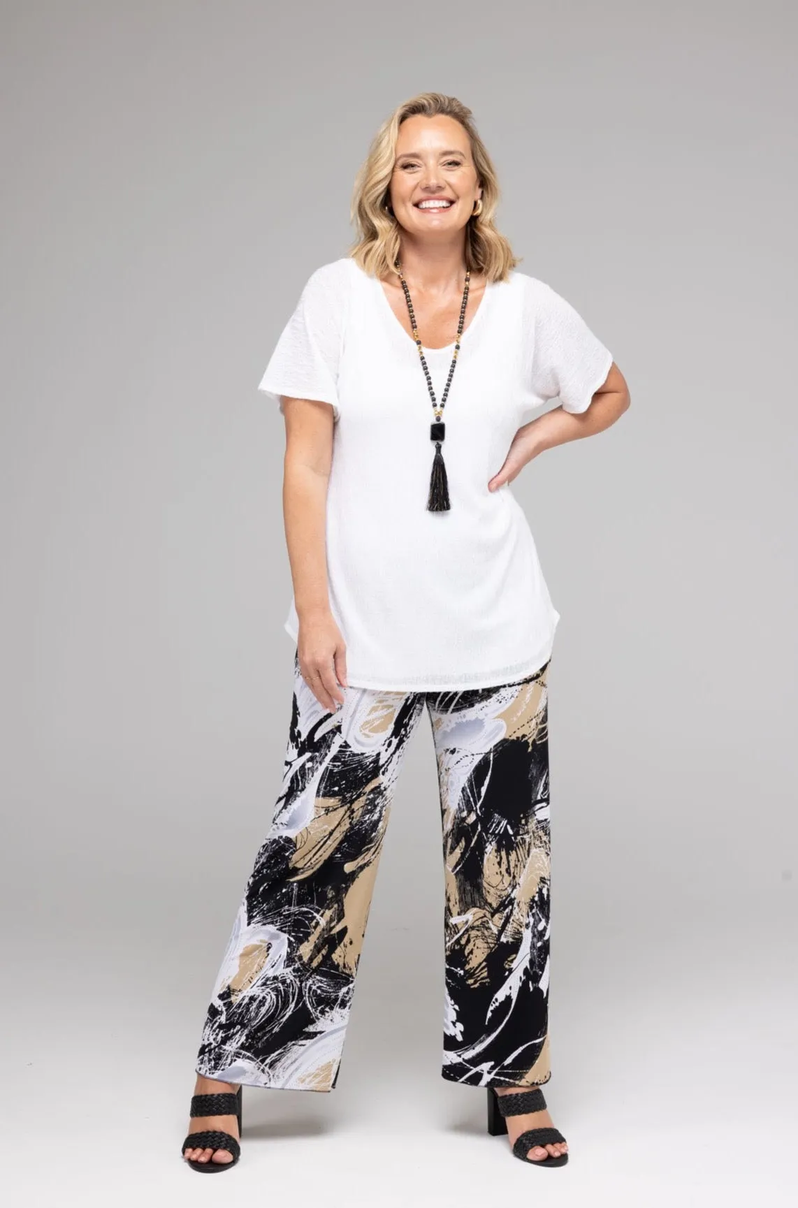 Wide Leg Molton Jersey Palazzo Pants - Comfortable and Stylish Womens Trousers