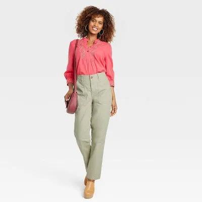 New - Knox Rose Women's Classic Straight Leg Full Pants Lightweight