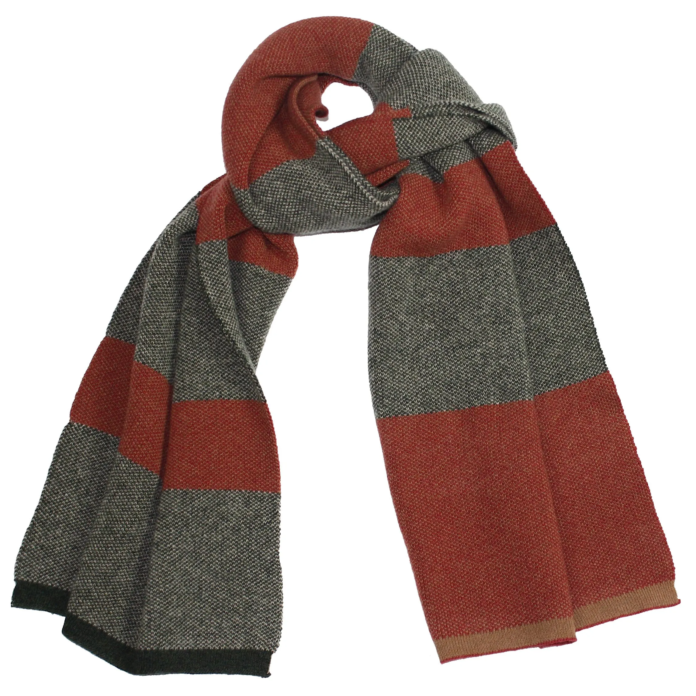 Red / Taupe Melange Striped Wool / Cashmere Scarf by 40Colori (Exclusive)