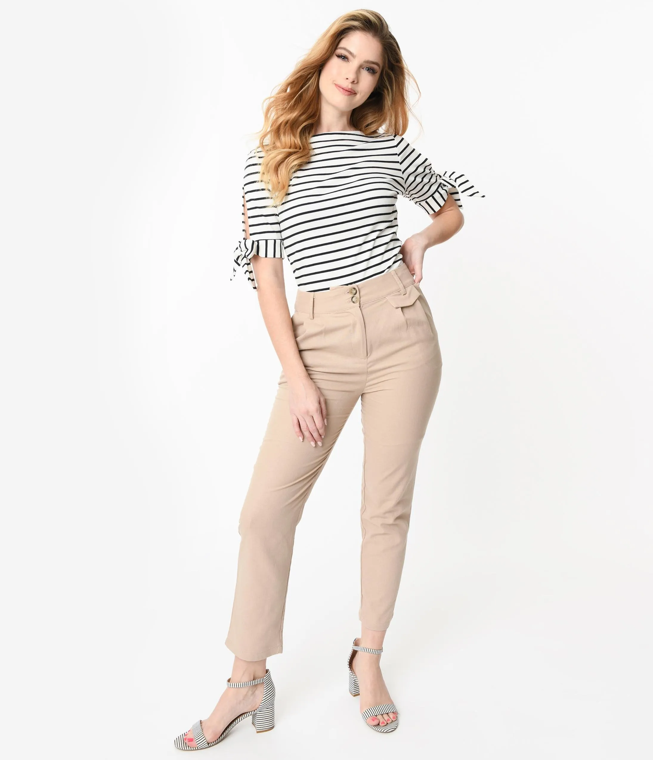 Retro Style Khaki Linen Pants