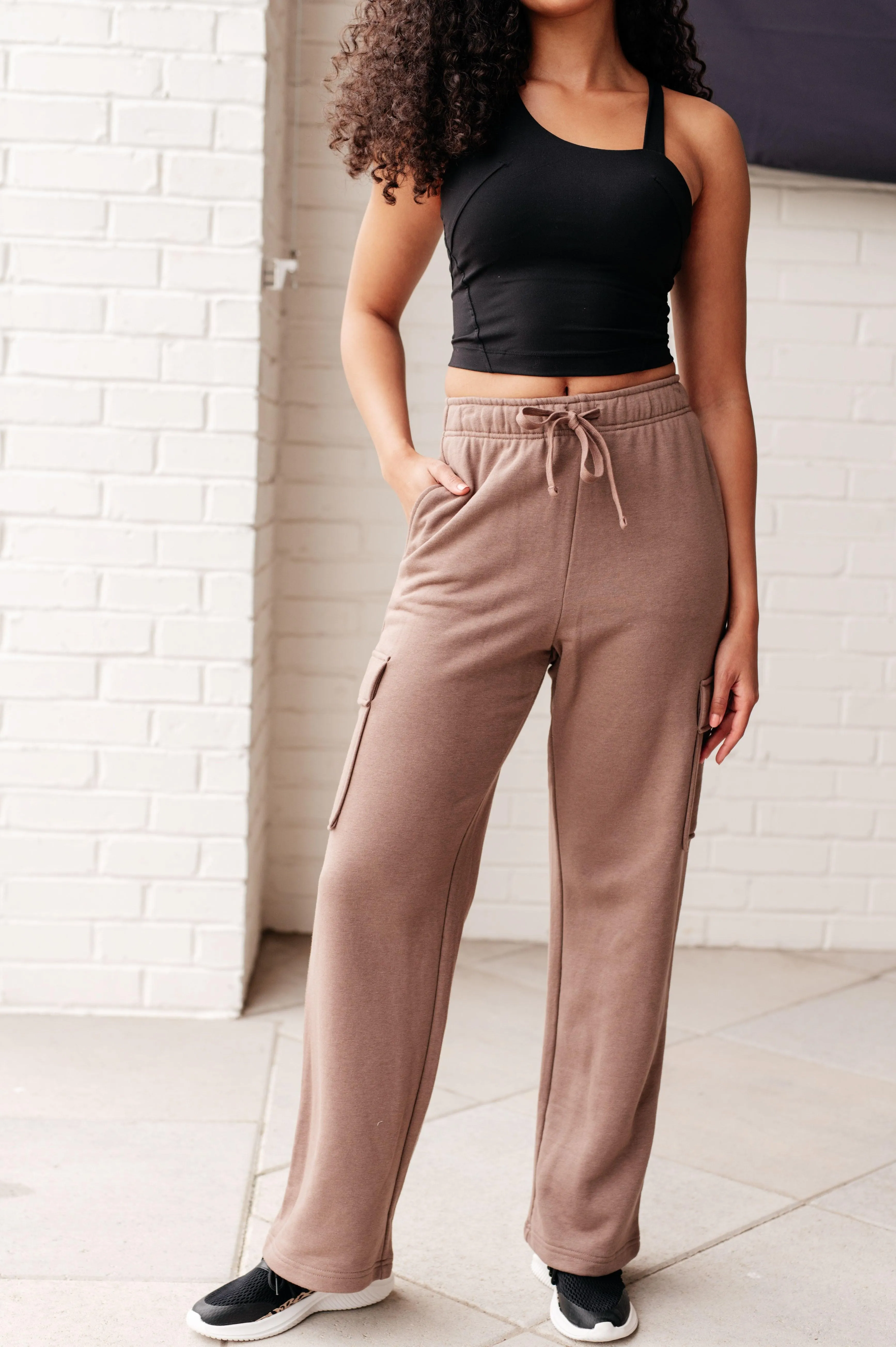 Run, Don't Walk Cargo Sweatpants in Smokey Brown