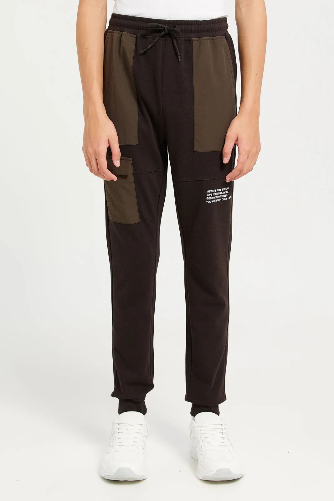 Senior Boys Brown One Pocket Cargo Active Pants