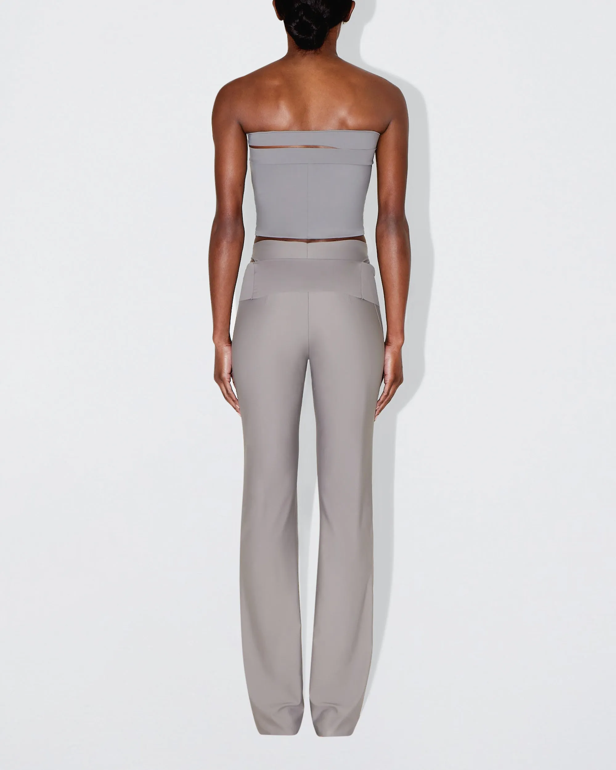 Sleek Stretch Cutout Foldover Pant | Steel Grey