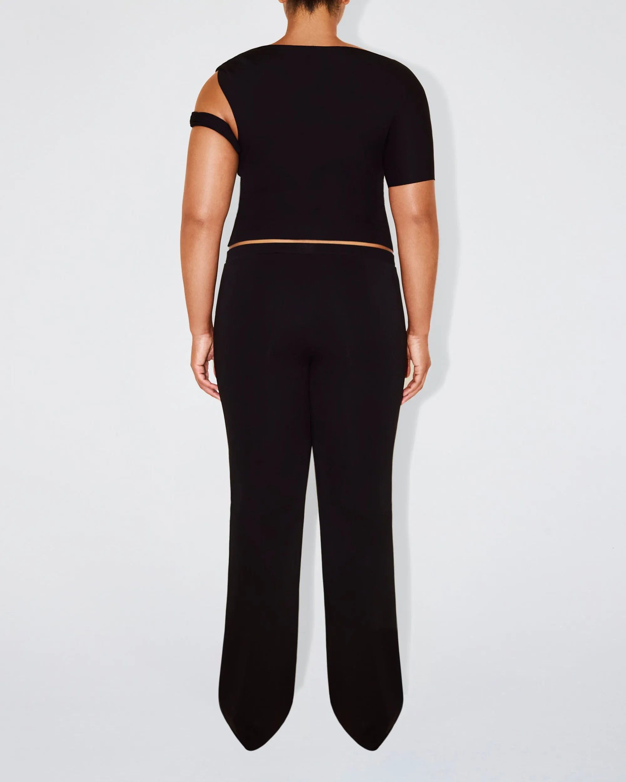 Sueded Stretch Low Rise Pant | Black