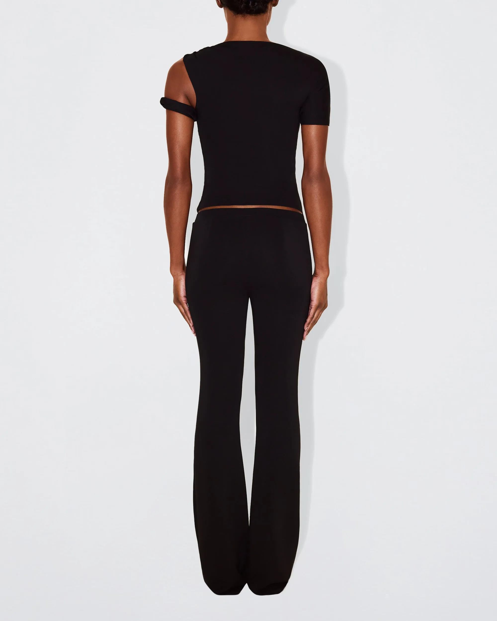 Sueded Stretch Low Rise Pant | Black