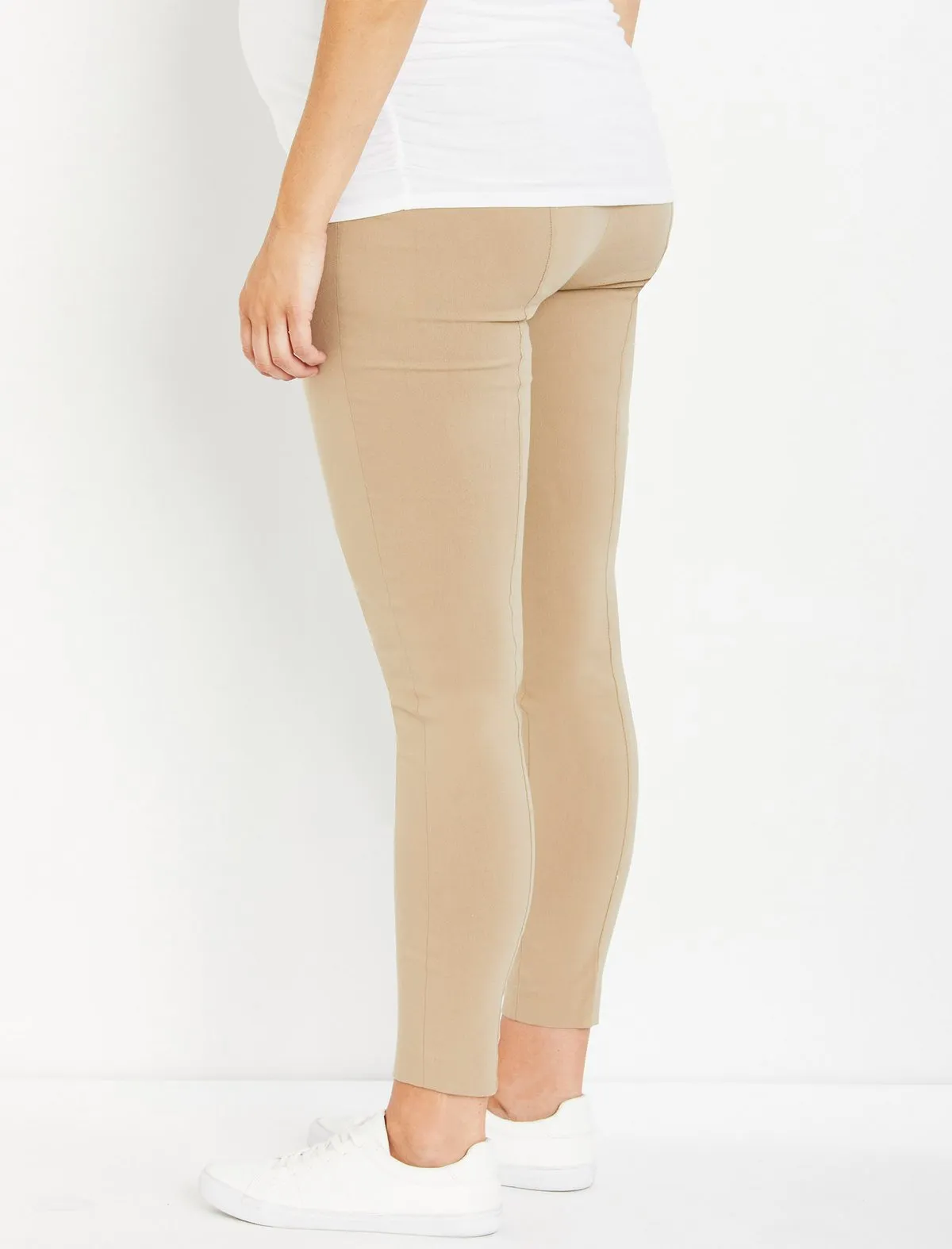 The Maia Secret Fit Belly Skinny Ankle Maternity Pants in Khaki