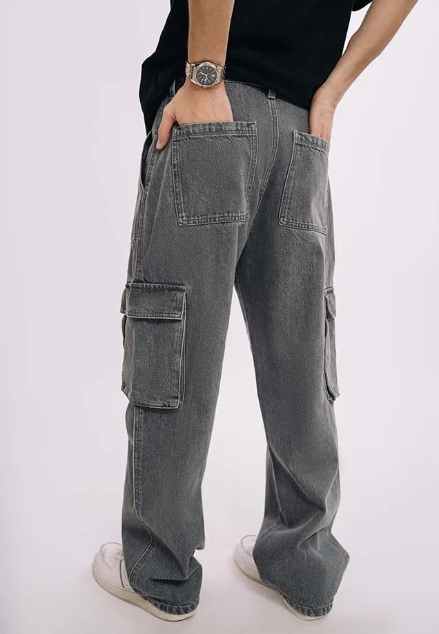 Utility Pocket Cargo Jeans - Dark Grey