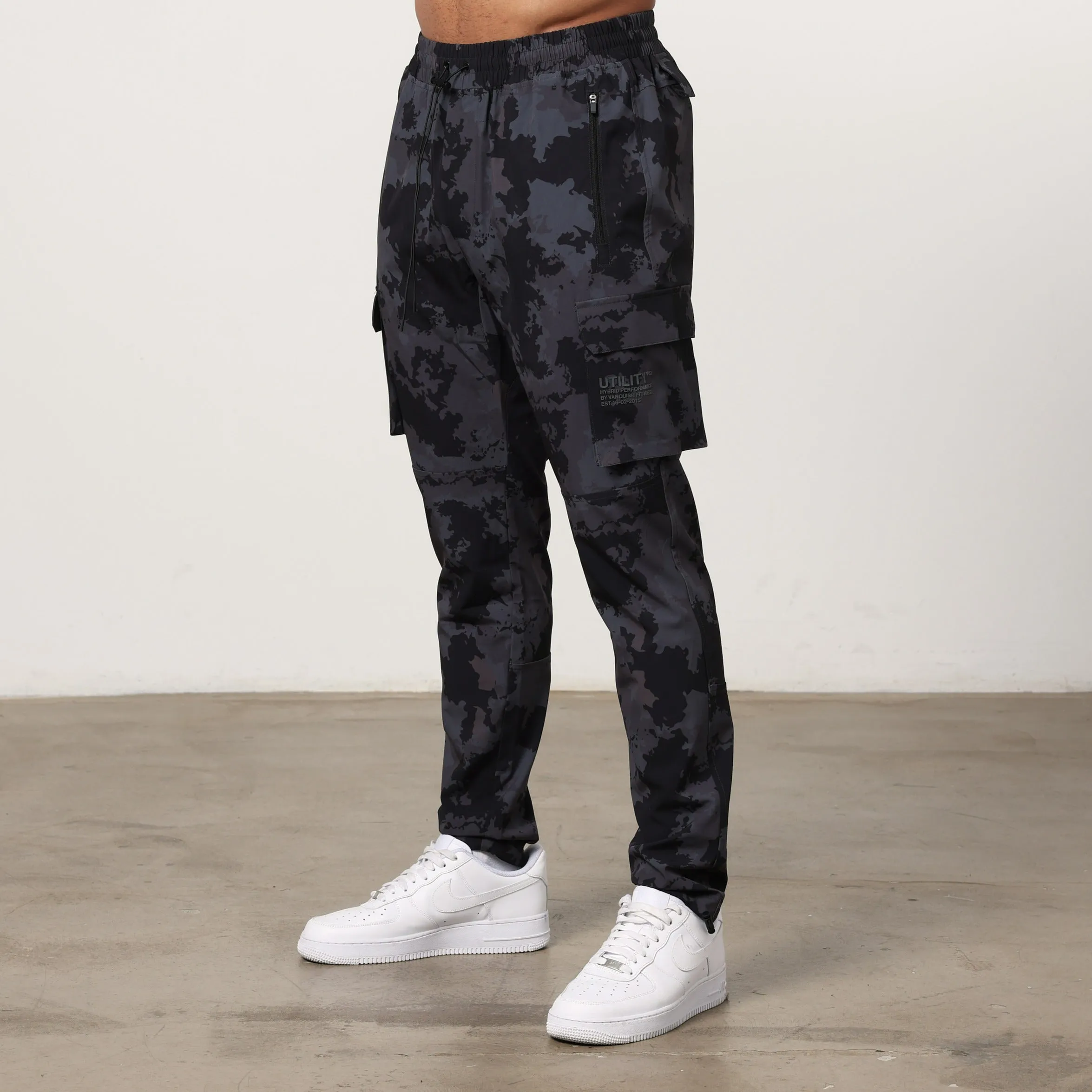 Vanquish Utility Black Camo Tapered Cargo Pants