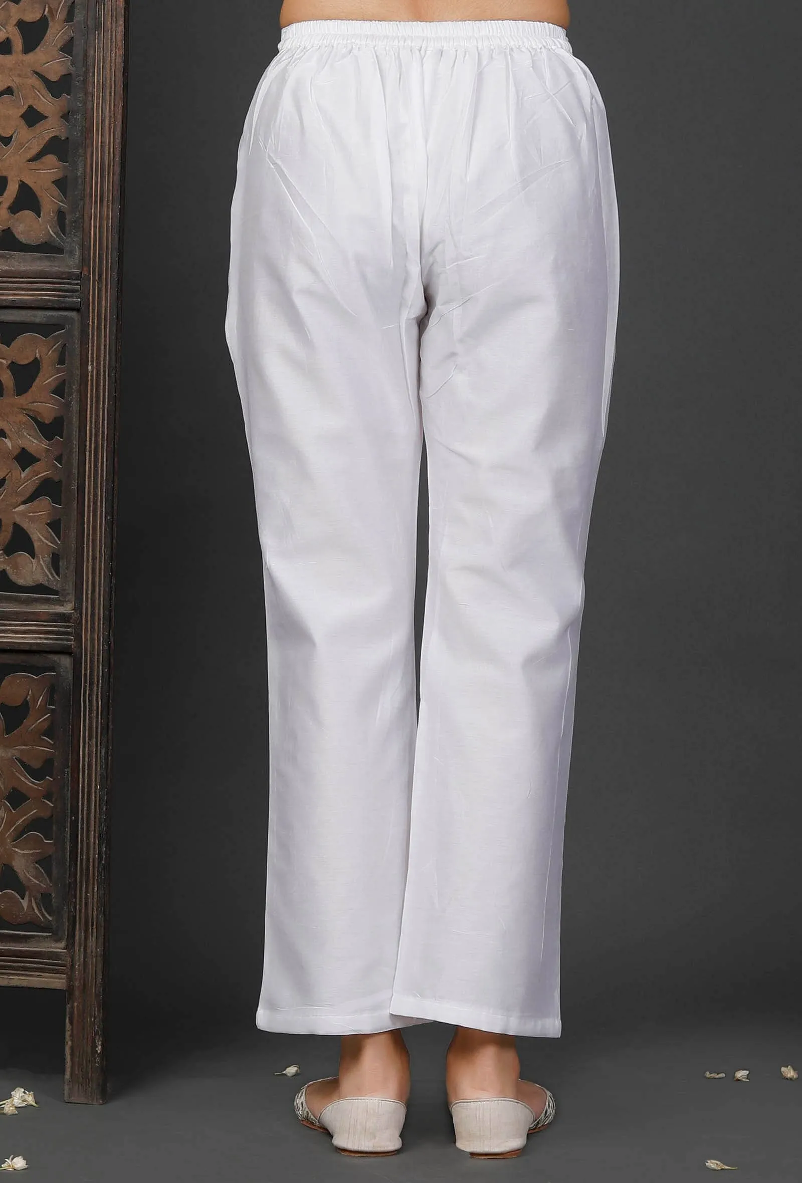 White Chanderi Pants